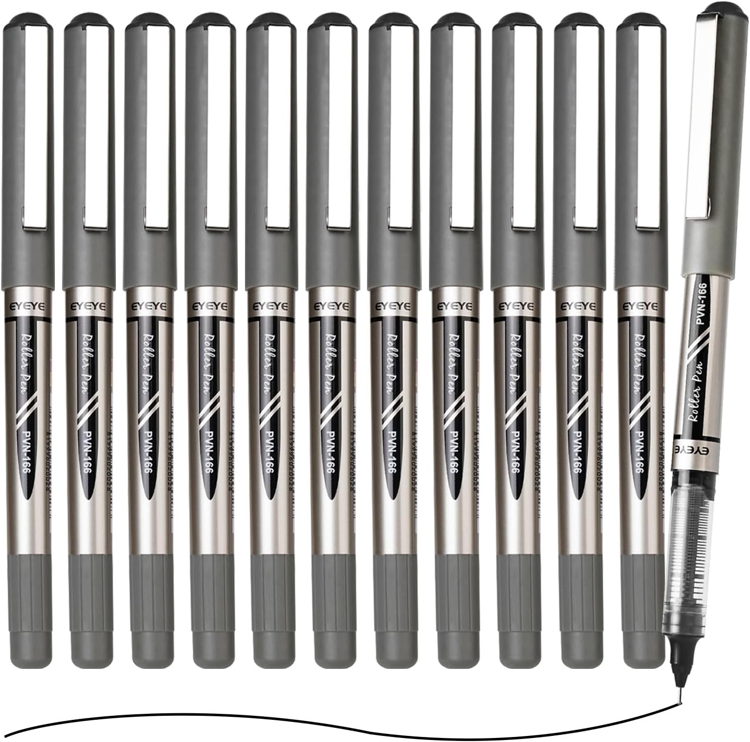 image:imageEYEYE 05mm Blue Pens Needle Roller Ball 12 Pack Rollerball Pen Extra Fine Point Quick Dry Liquid Ink Pens Fine Point Smooth Writing Pen for Journaling Note Taking Office School SuppliesBlack