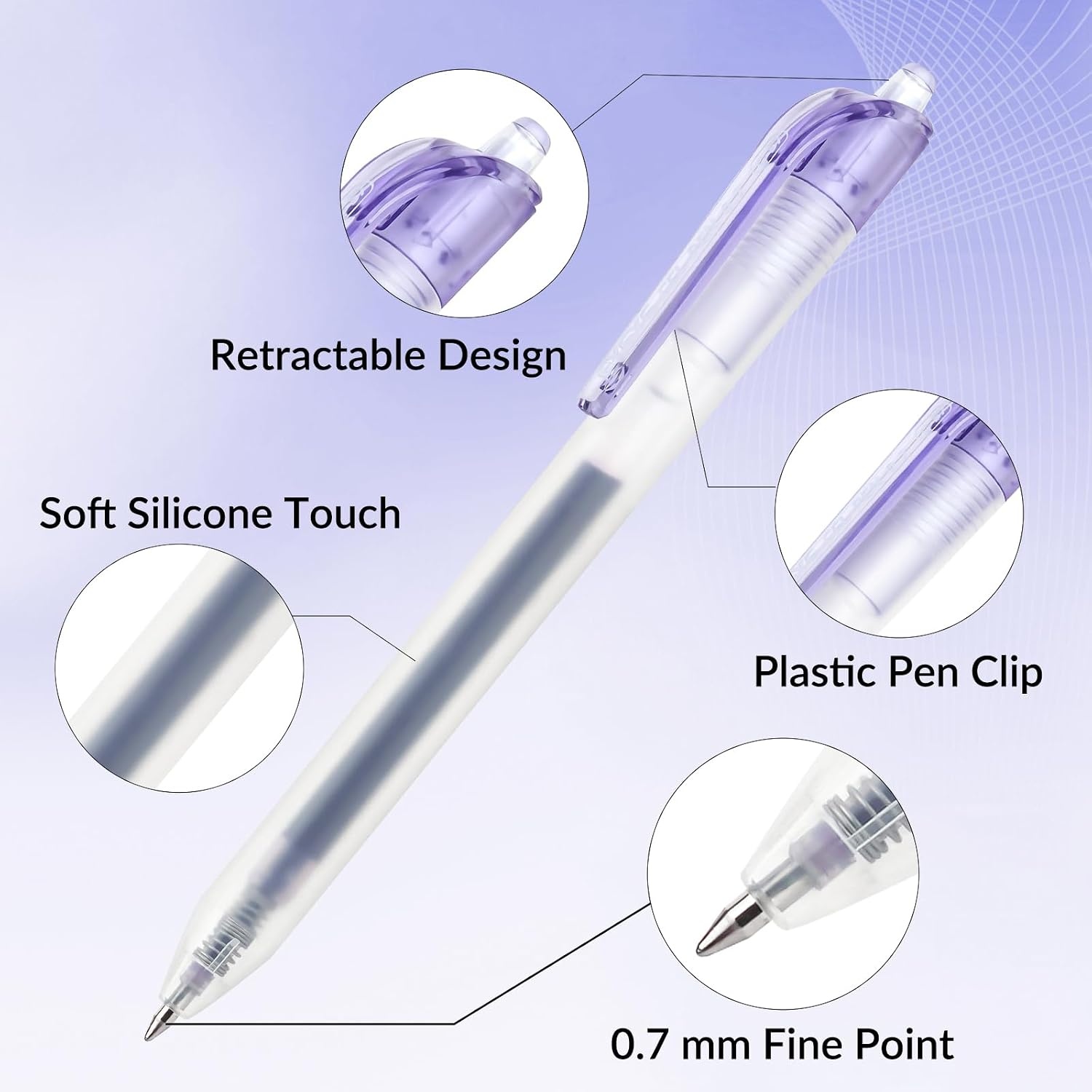 image:imageEYEYE 05mm Gel Pens Assorted Colors 8 Pack Retractable Gel Pen Quick Drying Extra Fine Point Smooth Writing Pen for Journaling Note Taking Office School Supplies07mm