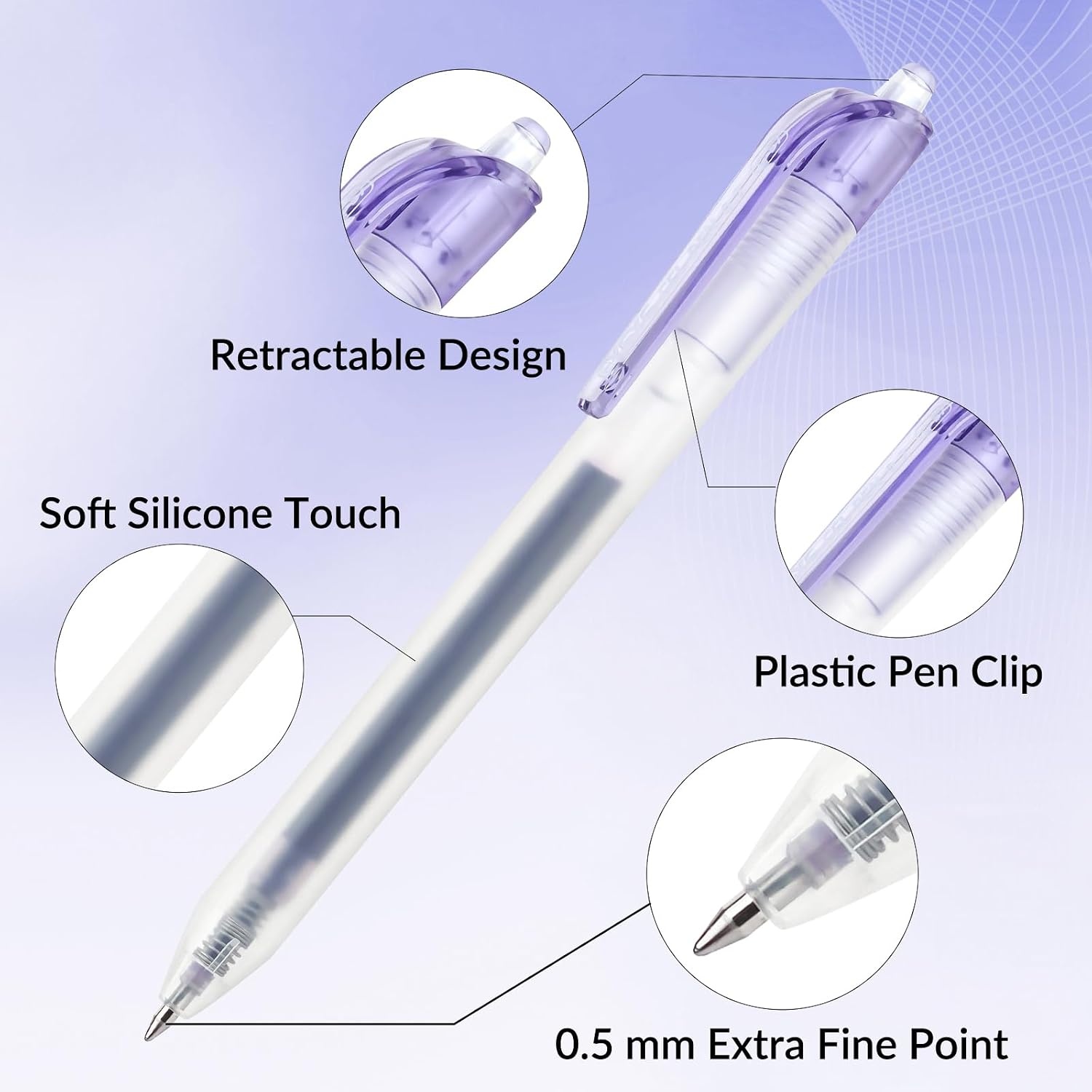 image:imageEYEYE 05mm Gel Pens Assorted Colors 8 Pack Retractable Gel Pen Quick Drying Extra Fine Point Smooth Writing Pen for Journaling Note Taking Office School Supplies05mm
