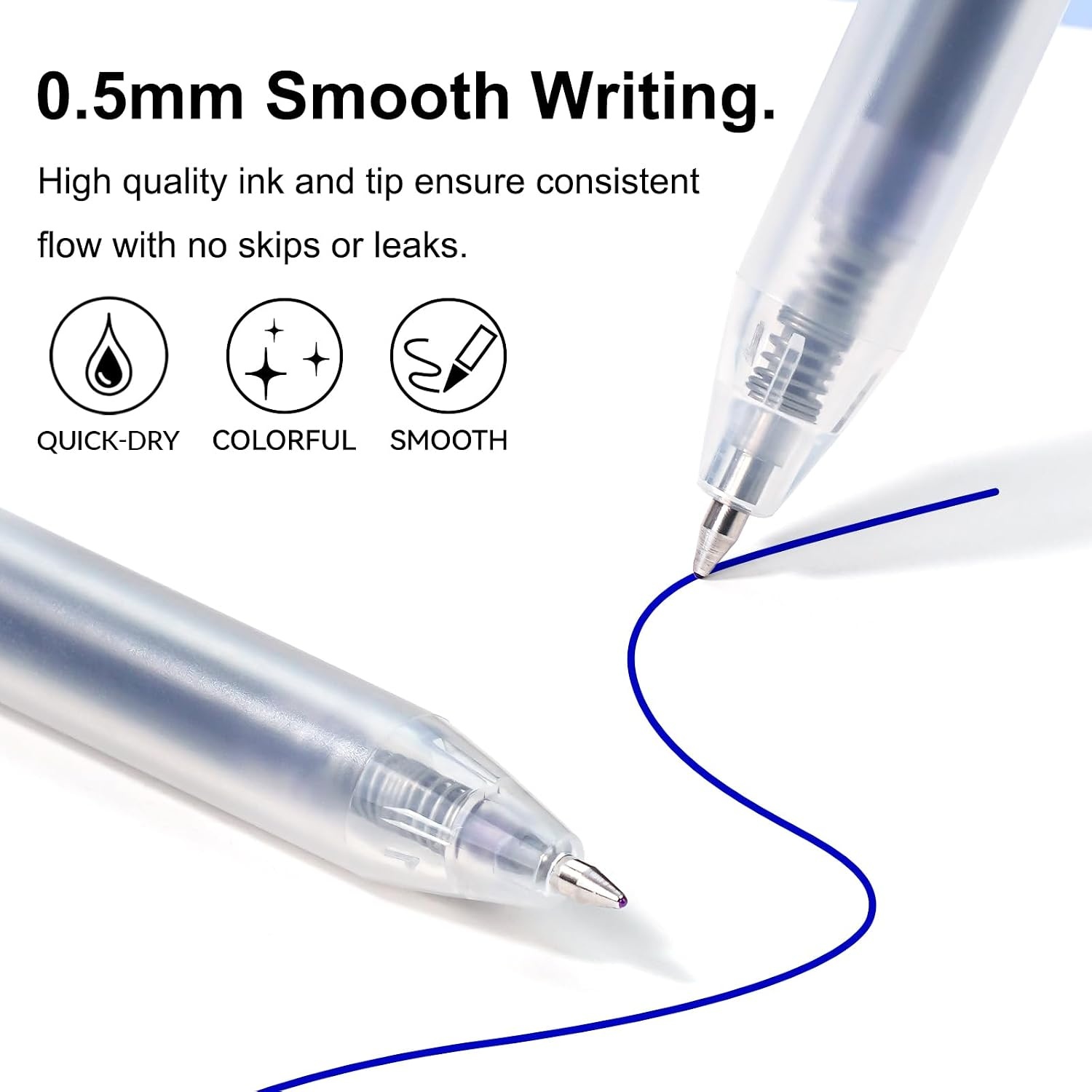 image:imageEYEYE 05mm Gel Pens Assorted Colors 8 Pack Retractable Gel Pen Quick Drying Extra Fine Point Smooth Writing Pen for Journaling Note Taking Office School Supplies05mm