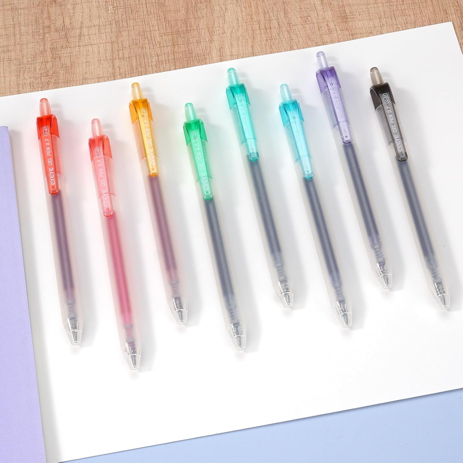 image:imageEYEYE 05mm Gel Pens Assorted Colors 8 Pack Retractable Gel Pen Quick Drying Extra Fine Point Smooth Writing Pen for Journaling Note Taking Office School Supplies07mm