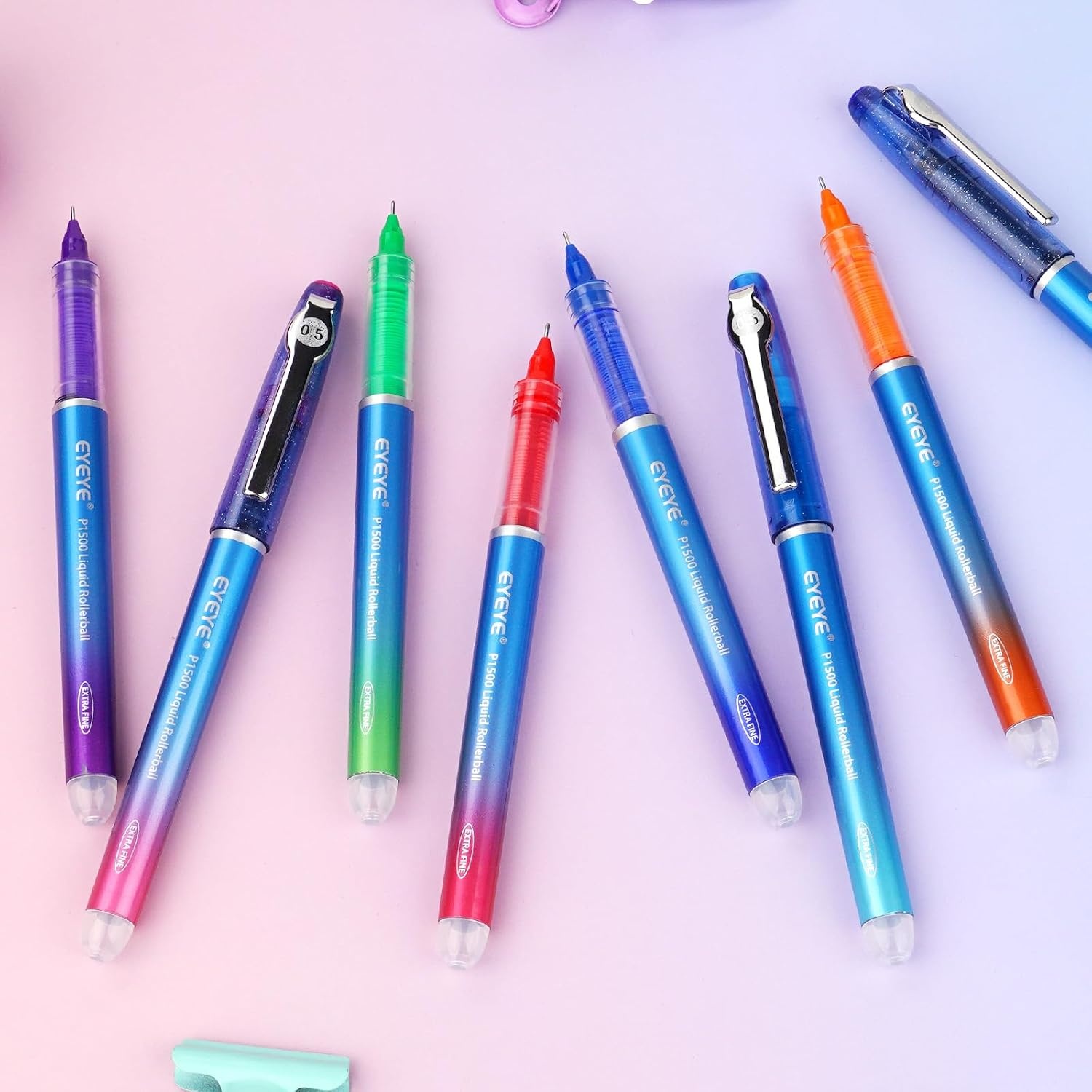 image:imageEYEYE 05mm Roller Ball Pens 8 Assorted Colors Quick Drying Liquid Ink Needle Rollerball Pens Extra Fine Point Smooth Writing Pen for Journaling Note Taking Office School Supplies amp Gifts