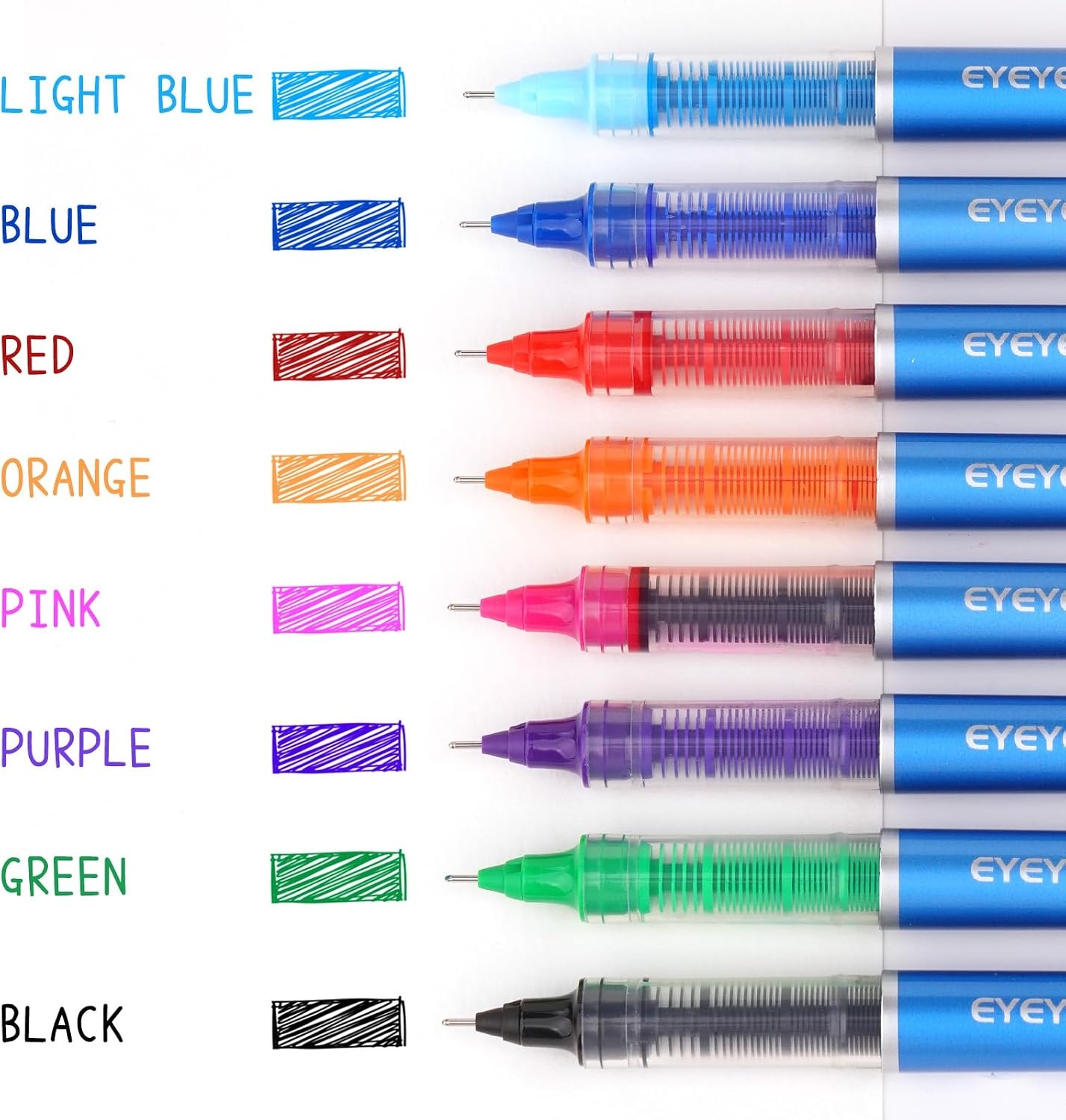 image:imageEYEYE 05mm Roller Ball Pens 8 Assorted Colors Quick Drying Liquid Ink Needle Rollerball Pens Extra Fine Point Smooth Writing Pen for Journaling Note Taking Office School Supplies amp Gifts