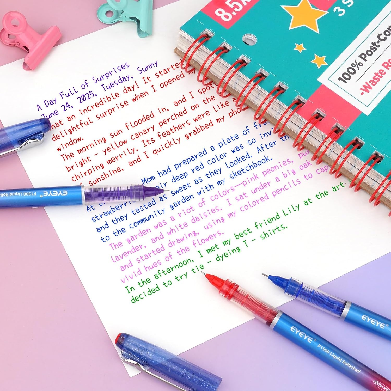 image:imageEYEYE 05mm Roller Ball Pens 8 Assorted Colors Quick Drying Liquid Ink Needle Rollerball Pens Extra Fine Point Smooth Writing Pen for Journaling Note Taking Office School Supplies amp Gifts