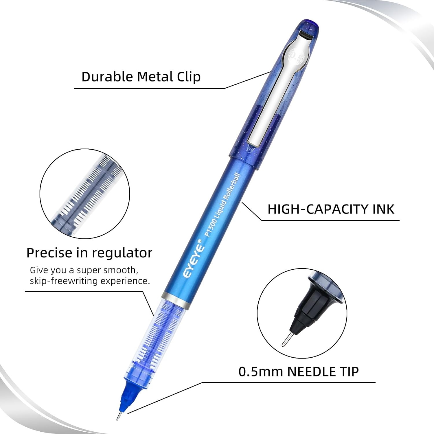 image:imageEYEYE 05mm Roller Ball Pens 8 Assorted Colors Quick Drying Liquid Ink Needle Rollerball Pens Extra Fine Point Smooth Writing Pen for Journaling Note Taking Office School Supplies amp Gifts