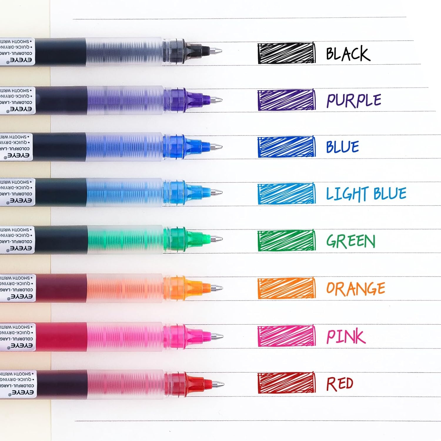 image:imageEYEYE 07mm Rollerball Pens Multicolor 8 Assorted Colors Medium Point Quick Dry Liquid Ink Pen Fine Point Smooth Writing Pens for Journaling Note Taking Office School Doodling amp Gifts