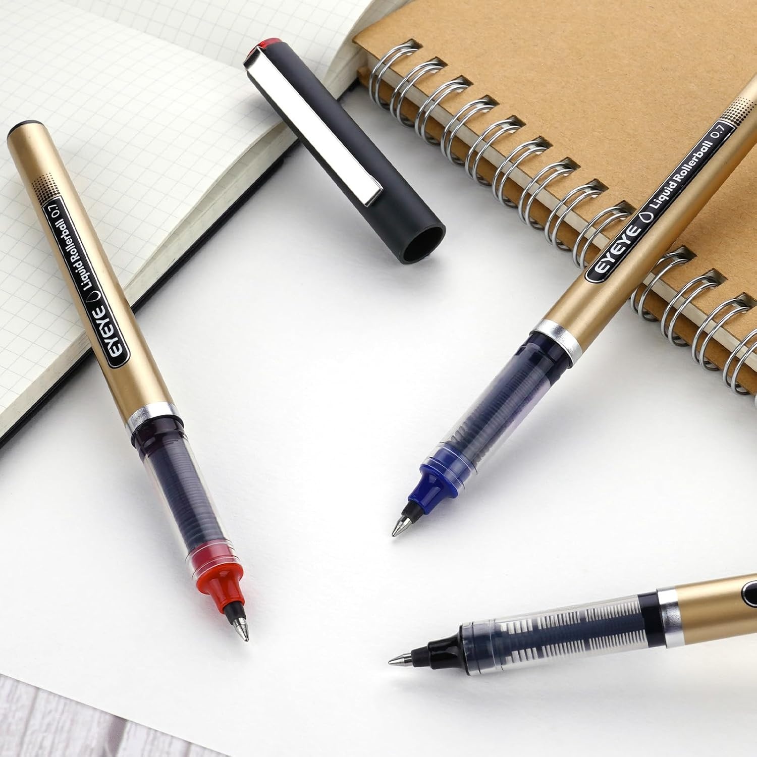 image:imageEYEYE 12 Pack 05mm Extra Fine Point Blue Rollerball Pens Quick Dry Liquid Ink Smooth Writing Fine Tip Pens for Journaling Note Taking Office amp School SuppliesBlackBlue