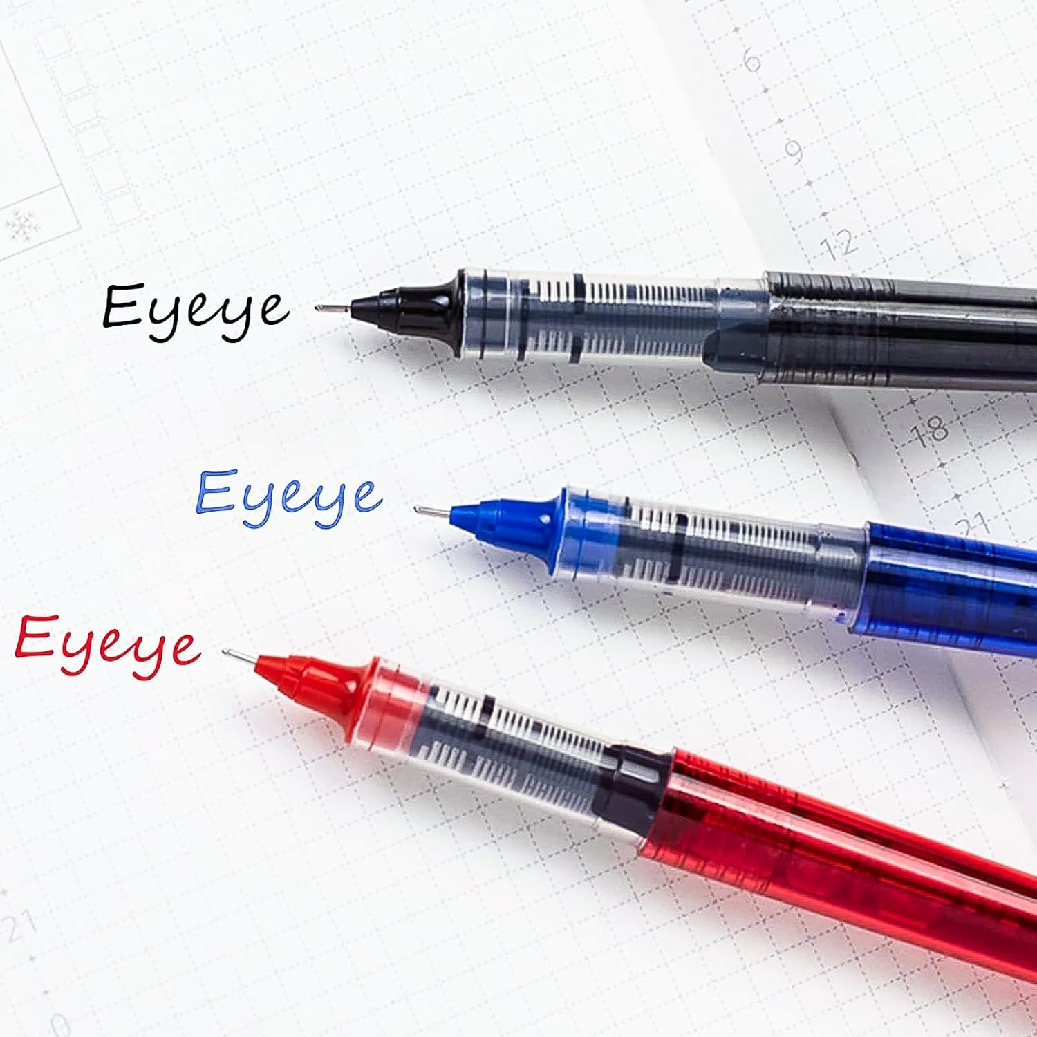 image:imageEYEYE 3 Colors Liquid Ink Rollerball Pens 16 Packs 8 Black amp 4 Blue amp 4 Red Quick Dry Gel Pen 05mm Fine Needle Nib for Taking Notes Doodling School Office Home Supplies