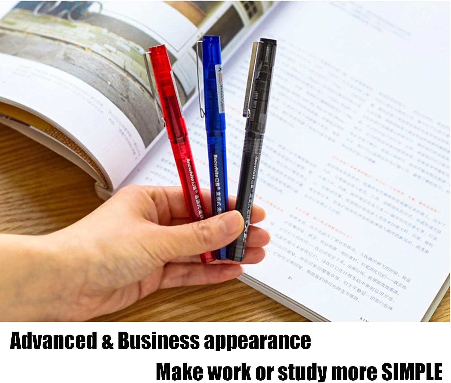 image:imageEYEYE 3 Colors Liquid Ink Rollerball Pens 16 Packs 8 Black amp 4 Blue amp 4 Red Quick Dry Gel Pen 05mm Fine Needle Nib for Taking Notes Doodling School Office Home Supplies