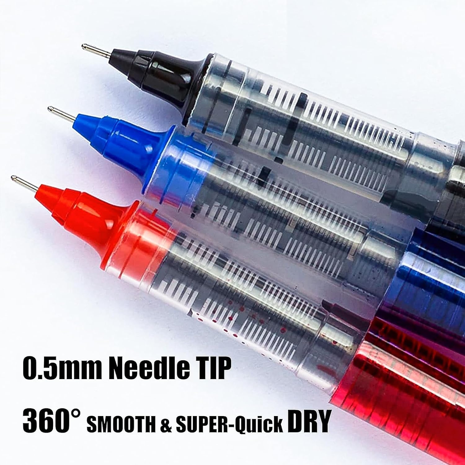 image:imageEYEYE 3 Colors Liquid Ink Rollerball Pens 16 Packs 8 Black amp 4 Blue amp 4 Red Quick Dry Gel Pen 05mm Fine Needle Nib for Taking Notes Doodling School Office Home Supplies