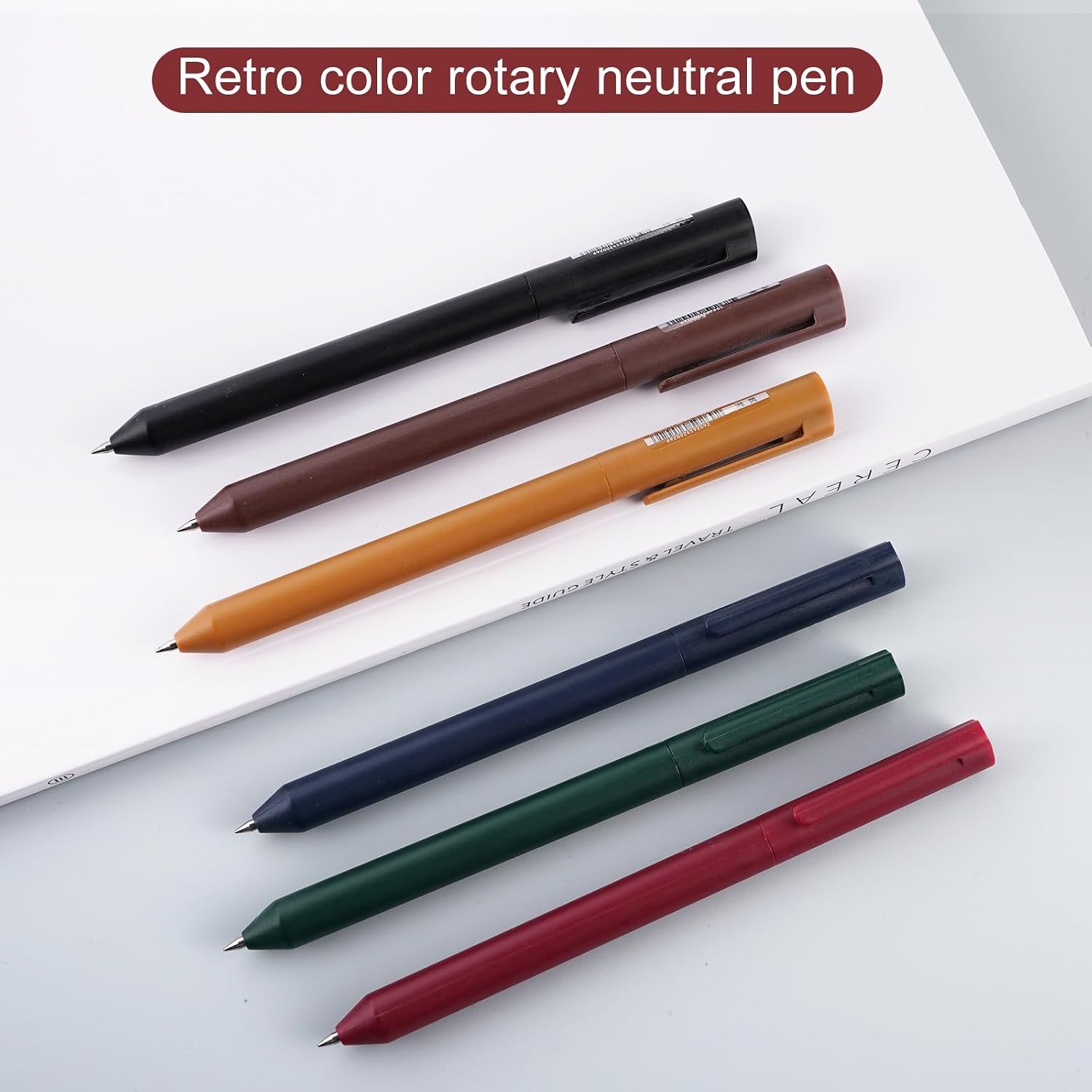 image:imageEYEYE 6 Pack Retractable Gel Pens Aesthetic Pen Barrel Black Ink Gel Pen Quick Dry 05mm Fine Point Rollingball Gel Pens Smooth Writing for School Office Home Supplies Gifts for Women and Men