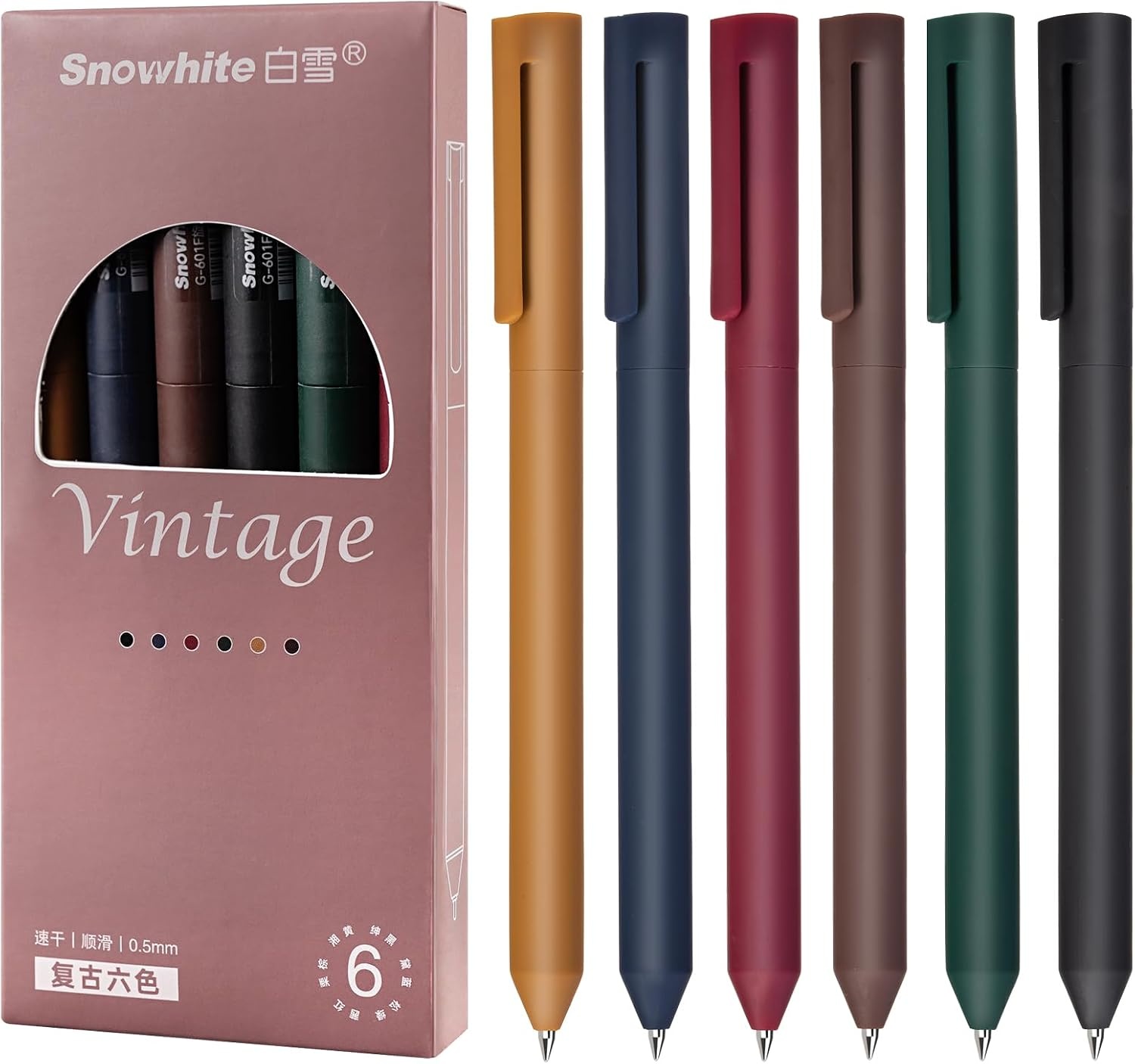 image:imageEYEYE 6 Pack Retractable Gel Pens Aesthetic Pen Barrel Black Ink Gel Pen Quick Dry 05mm Fine Point Rollingball Gel Pens Smooth Writing for School Office Home Supplies Gifts for Women and Men