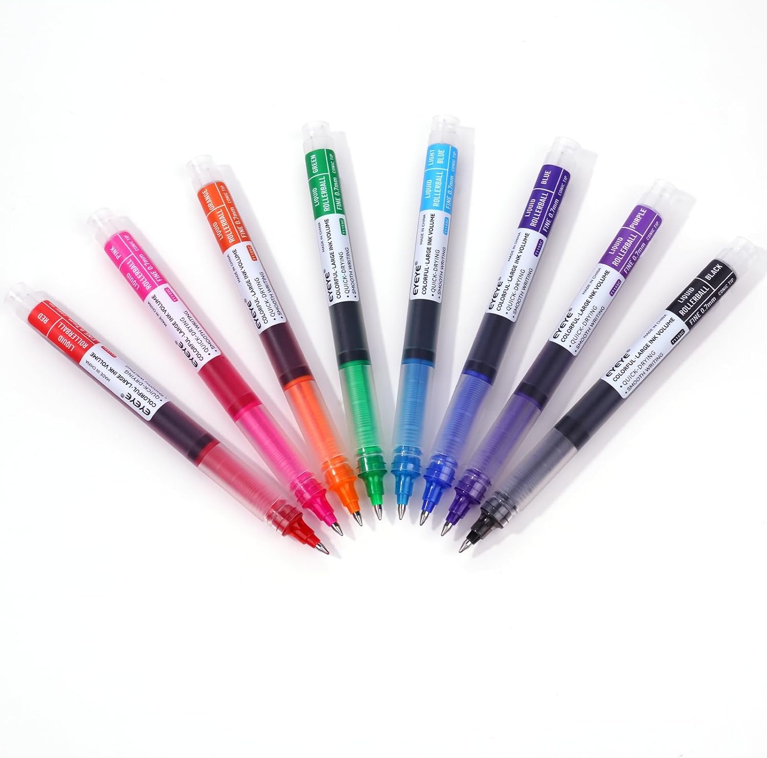 image:imageEYEYE 8 Assorted Colors 10mm Rollerball Pens Multicolor Bold Point Pen Quick Dry Liquid Ink Pen Fine Point Smooth Writing Pens for Journaling Note Taking Office School Doodling amp Gifts