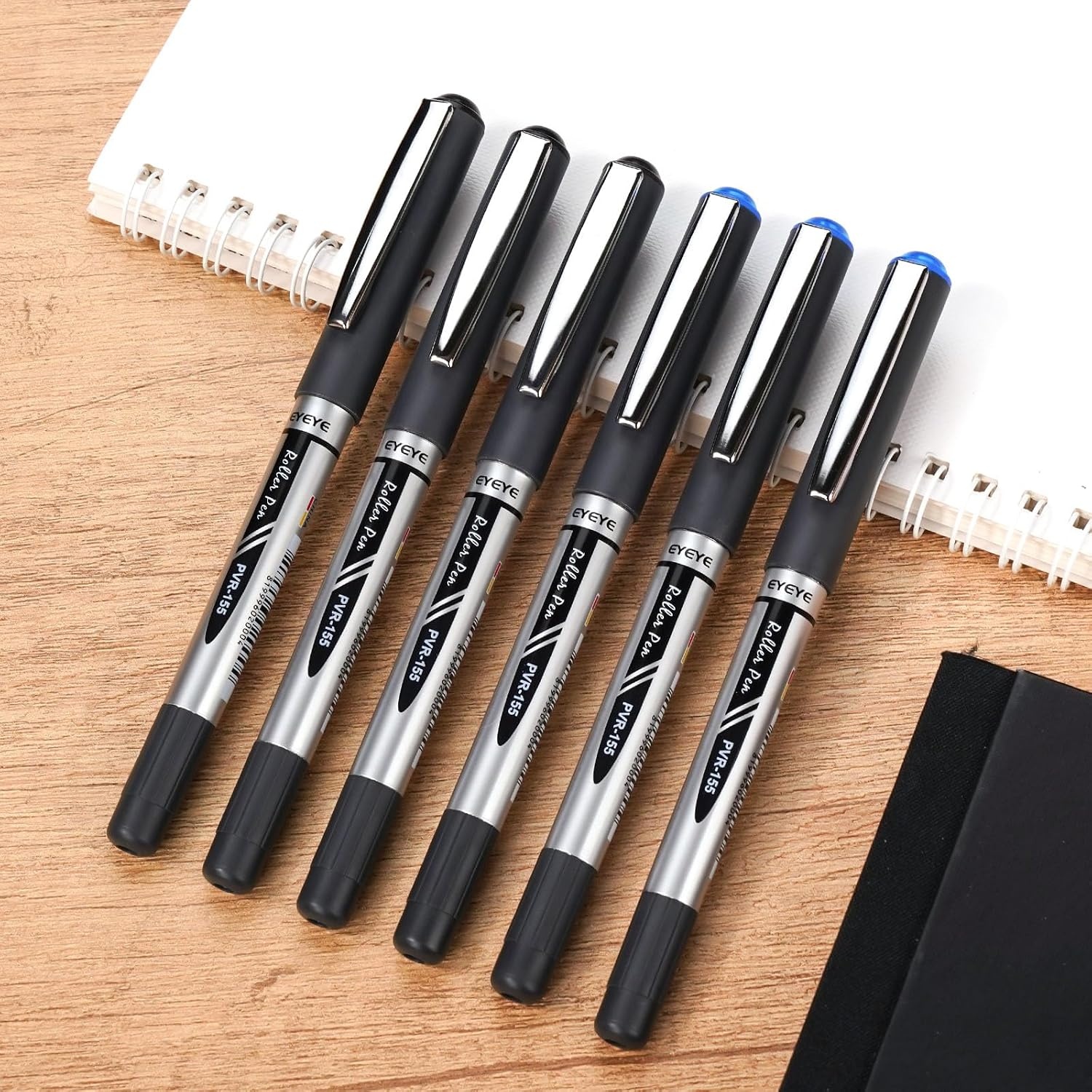 image:imageEYEYE Black Rollerball Pens 16 Pack 07mm Medium Point Quick Dry Roller Ball Pens Liquid Ink Pen Fine Point Smooth Writing Pens for Journaling School Office WritingBlackBlue