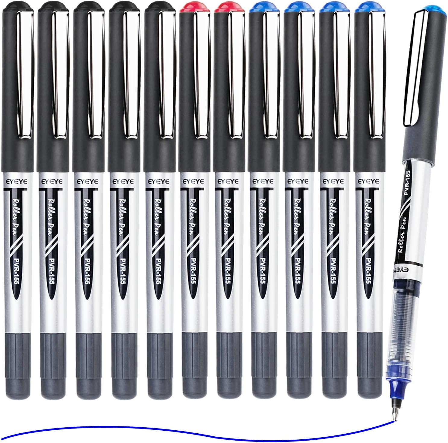 image:imageEYEYE Blue Rollerball Pens 07mm 25 Pack Liquid Ink Roller Ball Pen Medium Point Quick Dry Blue Ink Pens Fine Point Smooth Writing Pen for Journaling Note Taking Office School SuppliesBlackBlueRed
