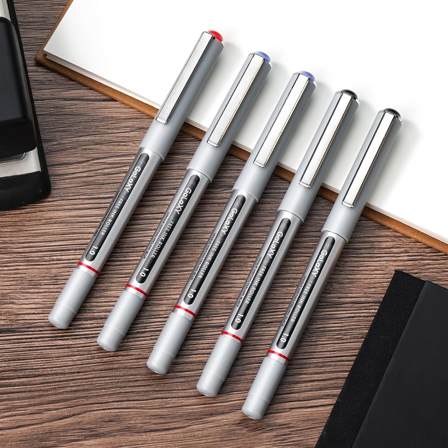 image:imageEYEYE Blue Rollerball Pens 10mm 25 Pack Roller Ball Pen Quick Dry Liquid Blue Ink Pens Bold Point Smooth Writing Pen for Journaling Note Taking Office School SuppliesBlackBlueRed
