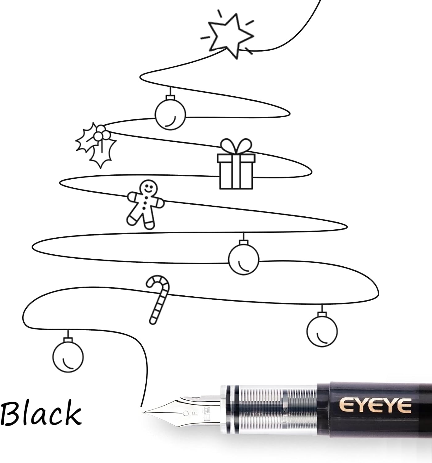 image:imageEYEYE Disposable Fountain Pens 8 Pack Black Fine Point Pens for Writing Stainless Steel Nib Smooth Writing for Journaling Drafting Sketching Doodling amp Office SuppliesBlack