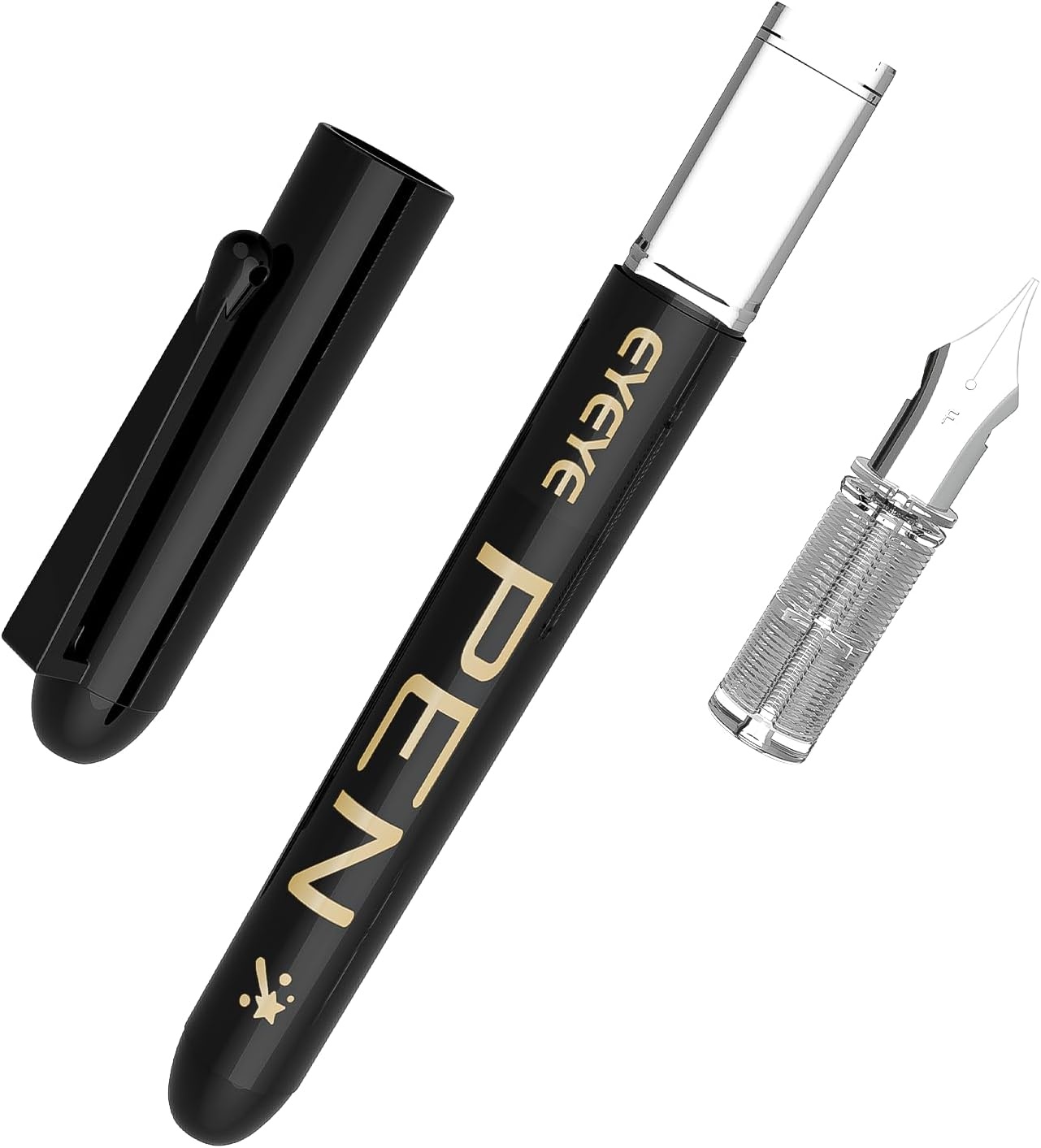image:imageEYEYE Disposable Fountain Pens 8 Pack Black Fine Point Pens for Writing Stainless Steel Nib Smooth Writing for Journaling Drafting Sketching Doodling amp Office SuppliesBlack