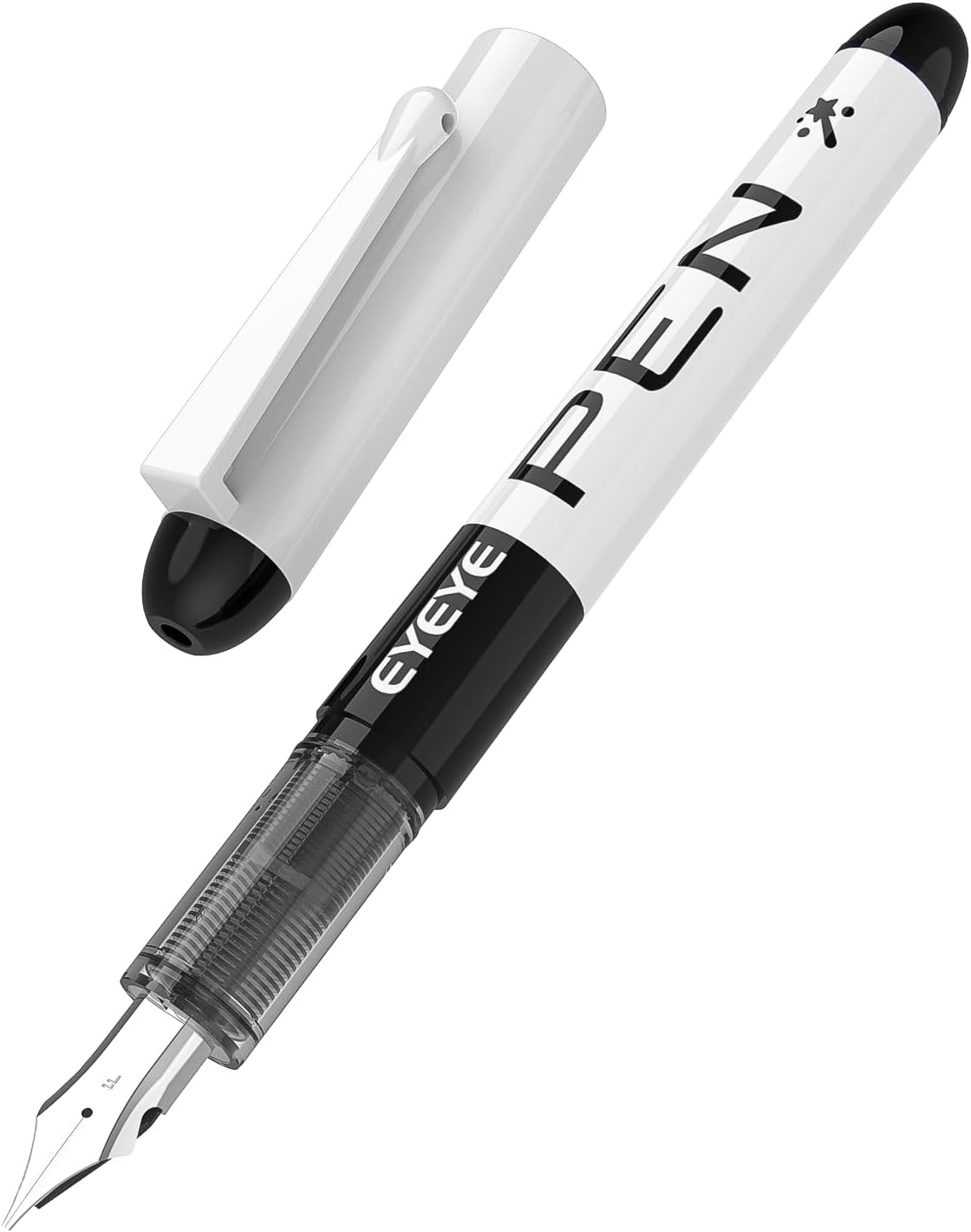 image:imageEYEYE Disposable Fountain Pens 8 Pack Black Fine Point Pens for Writing Stainless Steel Nib Smooth Writing for Journaling Drafting Sketching Doodling amp Office Supplies3 Black3 Blue2 Light Blue