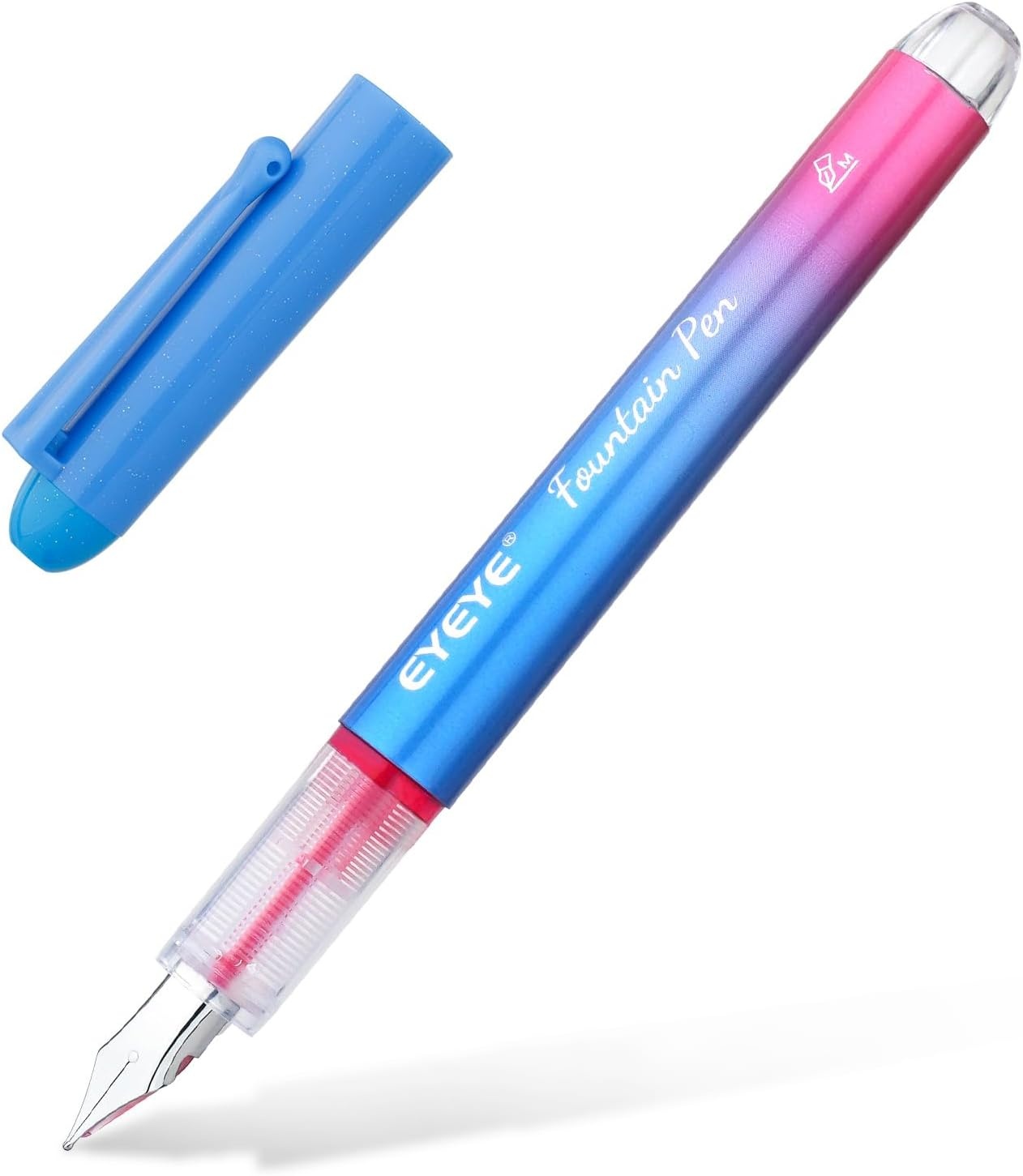 image:imageEYEYE Disposable Fountain Pens for Writing Medium Point Stainless Steel Nib Pack of 8 Assorted ColorsMulticolor