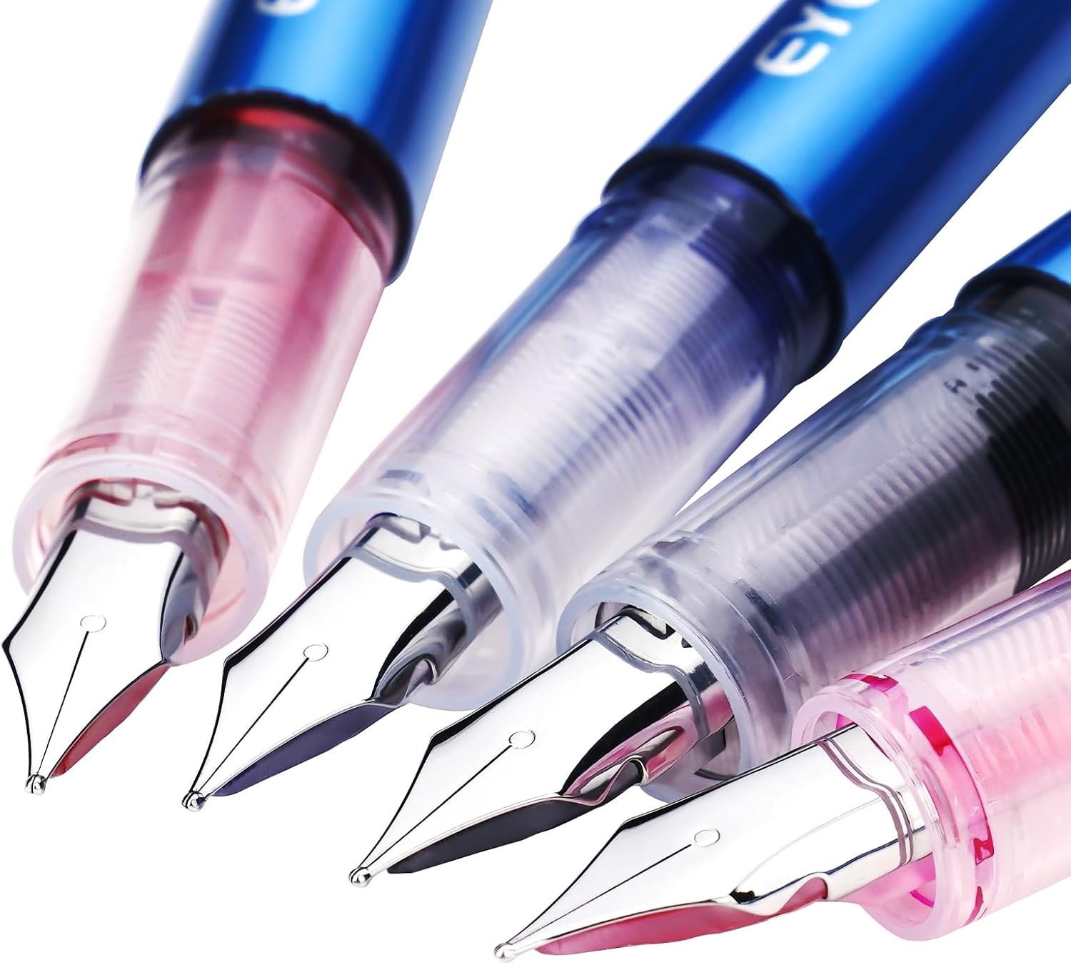 image:imageEYEYE Disposable Fountain Pens for Writing Medium Point Stainless Steel Nib Pack of 8 Assorted ColorsMulticolor
