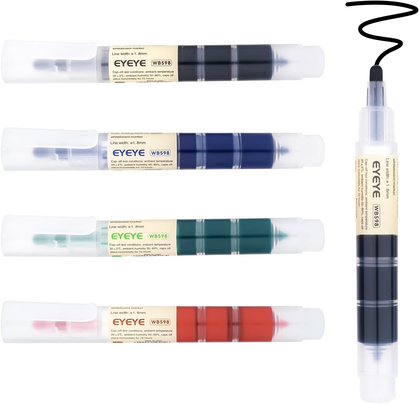 image:imageEYEYE Dry Erase Markers 10 Packs Black Whiteboard Markers Bulk Low Odor Easy Clean Ideal for Classroom School Office Home Whiteboard UseBlack