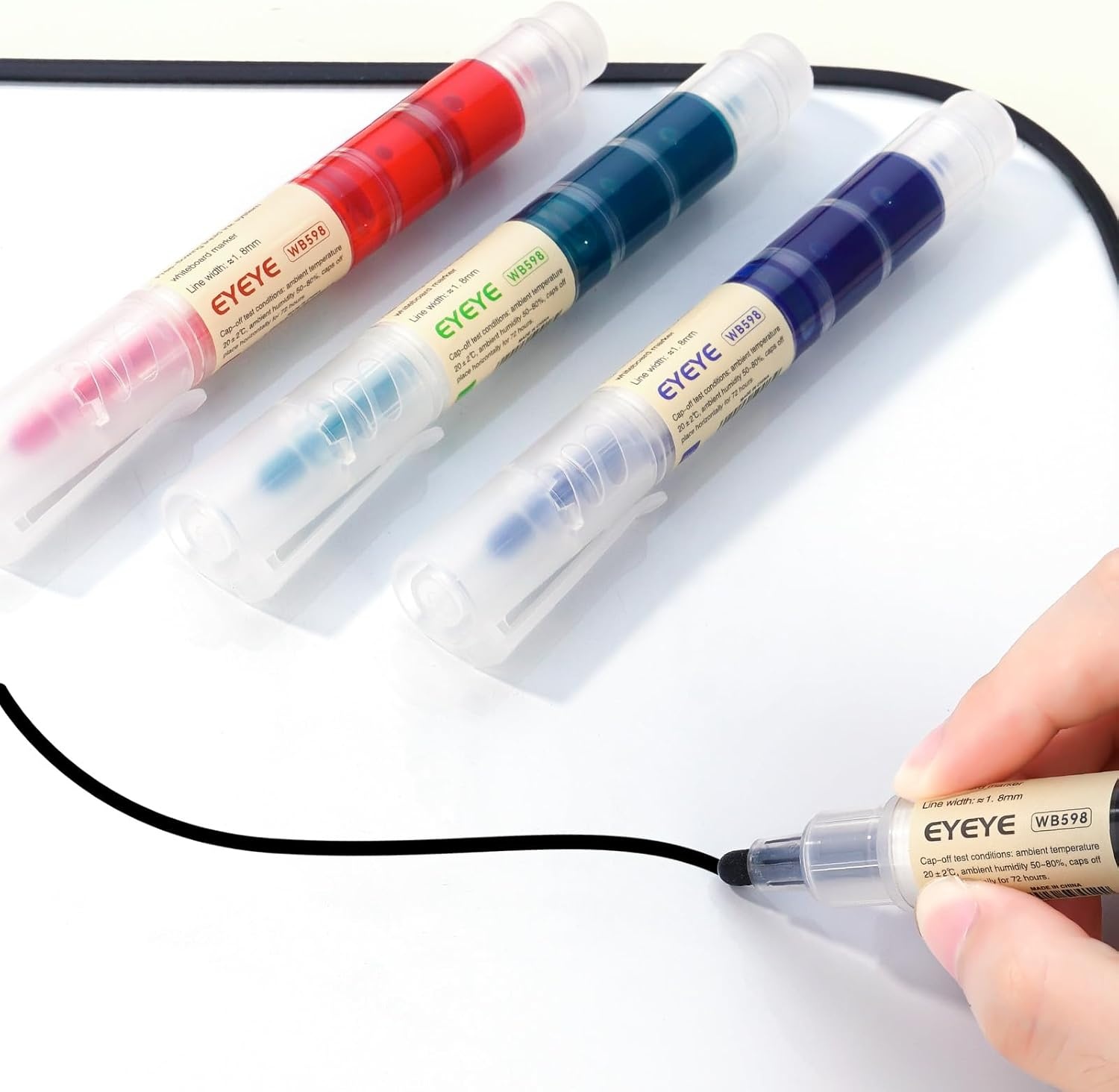 image:imageEYEYE Dry Erase Markers 10 Packs Black Whiteboard Markers Bulk Low Odor Easy Clean Ideal for Classroom School Office Home Whiteboard UseBlack