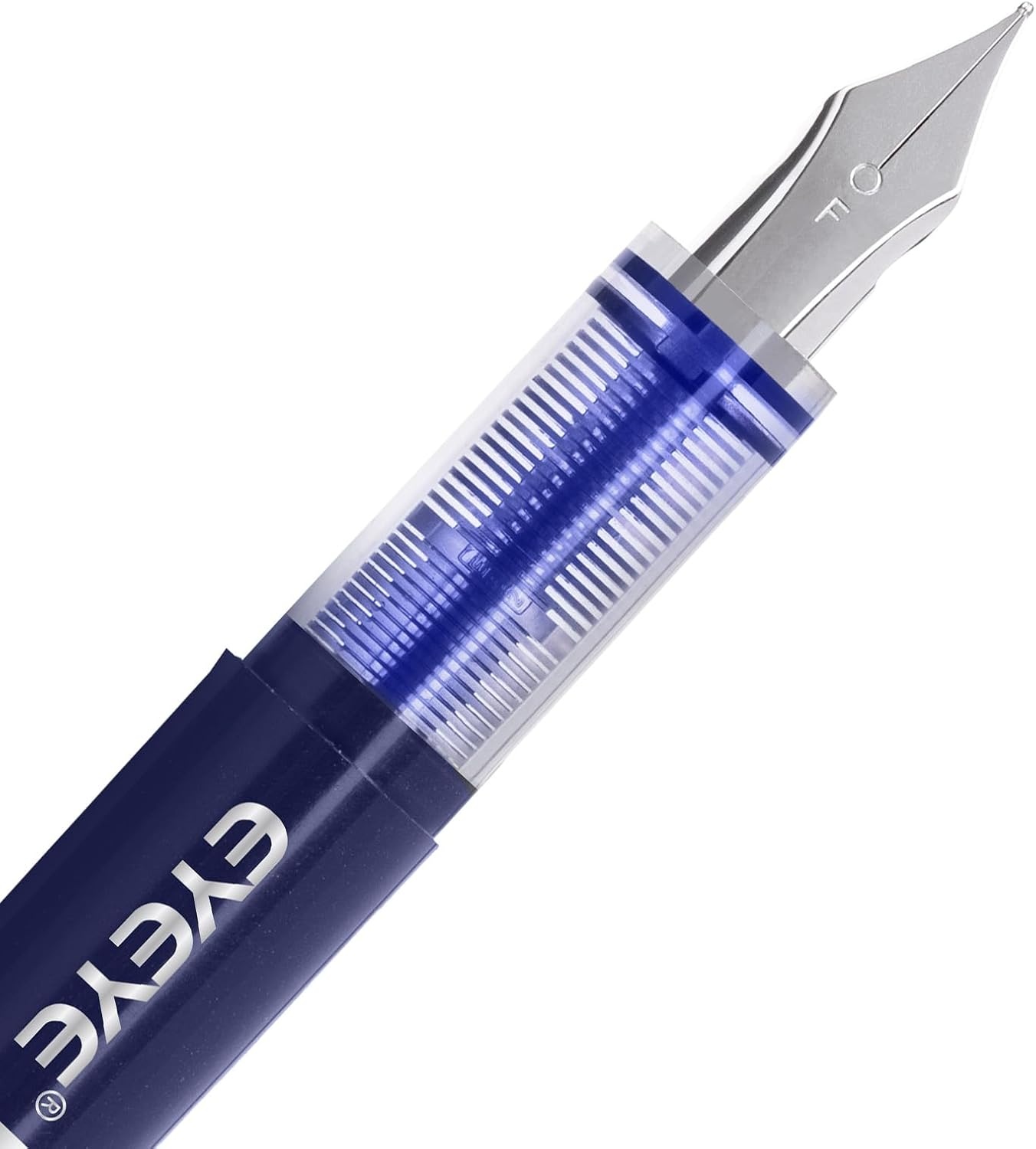 image:imageEYEYE Fountain Pens for Writing 5 Black 4 Blue Disposable Fountain Pens Stainless Steel Nib Clear Barrel Fine Point Smooth Writing for Calligraphy Journaling Office amp School SuppliesBlue