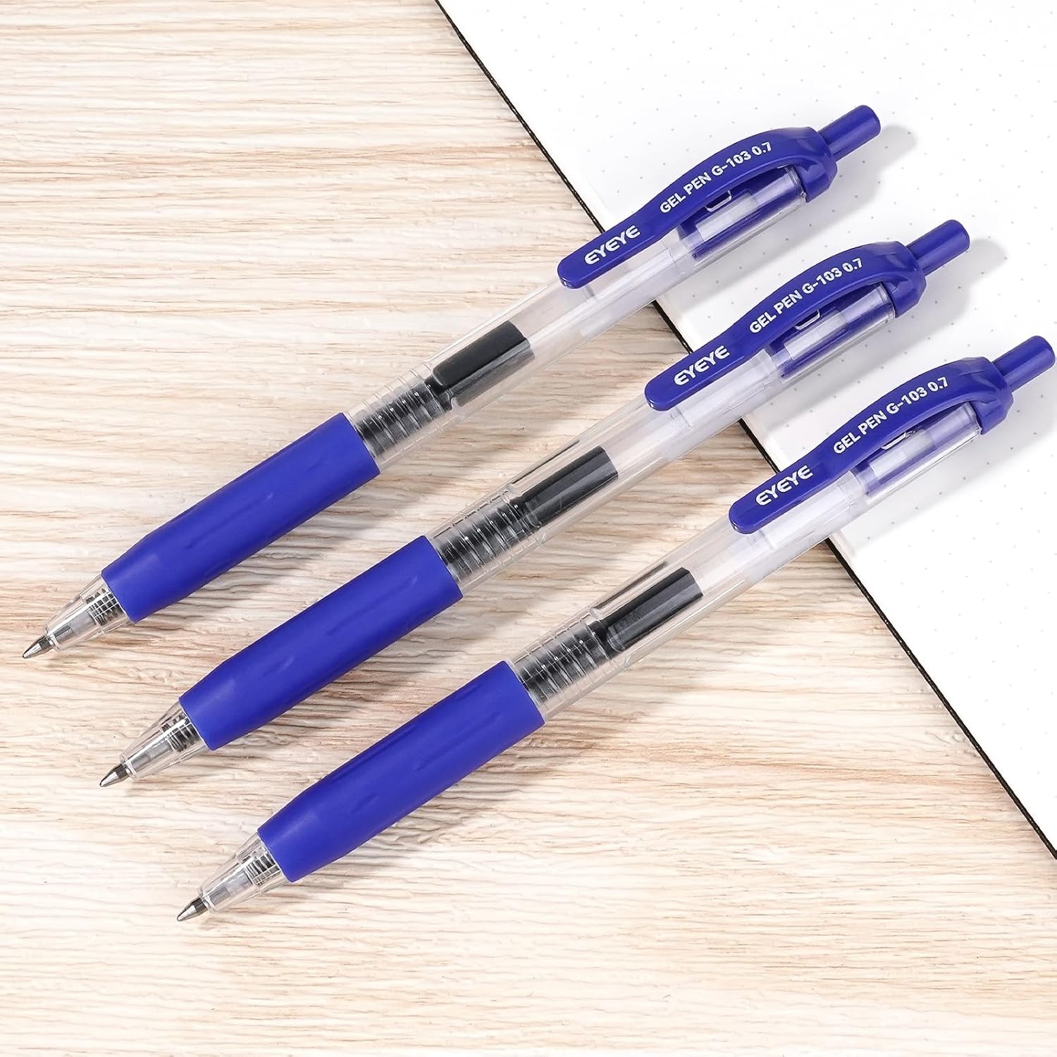 image:imageEYEYE G103 Retractable Gel Pens Black 50 Pack 05mm Extra Fine Point Ink Pen Quick Dry Ballpoint Pen Fine Point Smooth Writing Pens for for Office School SuppliesBlue