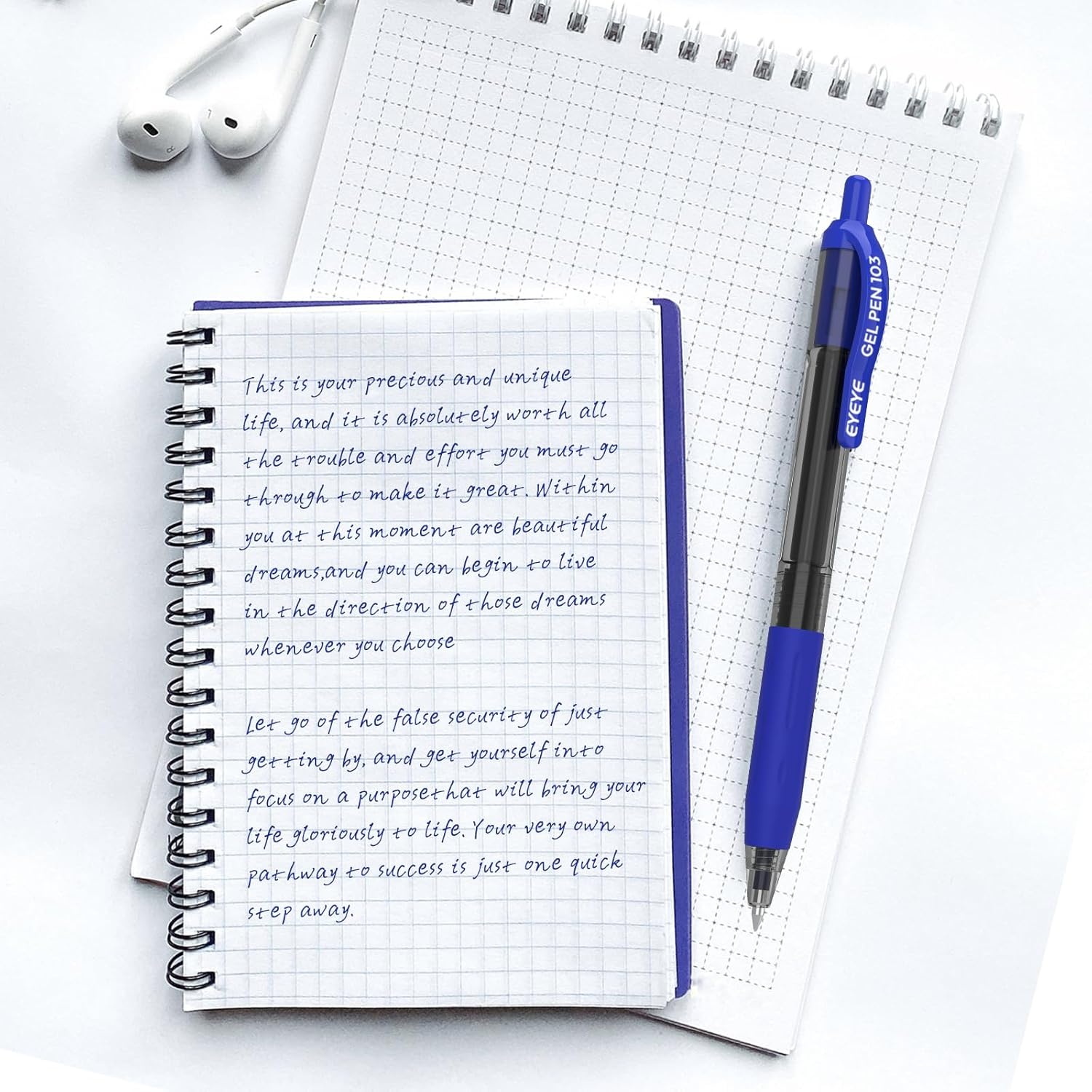 image:imageEYEYE G103 Retractable Gel Pens Black 50 Pack 05mm Extra Fine Point Ink Pen Quick Dry Ballpoint Pen Fine Point Smooth Writing Pens for for Office School SuppliesBlue