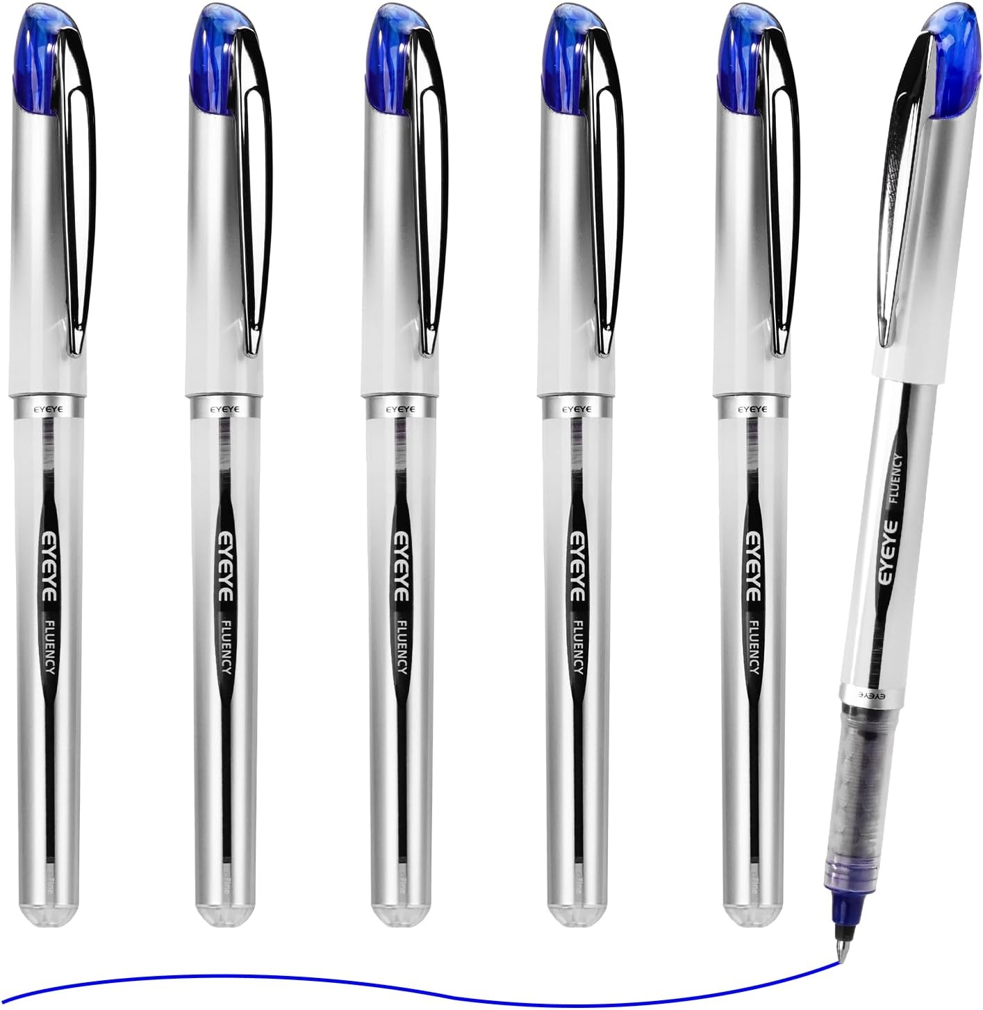 image:imageEYEYE Liquid Ink Rollerball Pen 07mm 6 Assorted Colors Medium Point Pen Quick Dry Liquid Ink Pens Fine Point Smooth Writing Pens for Journaling Note Taking Office School SuppliesBlue