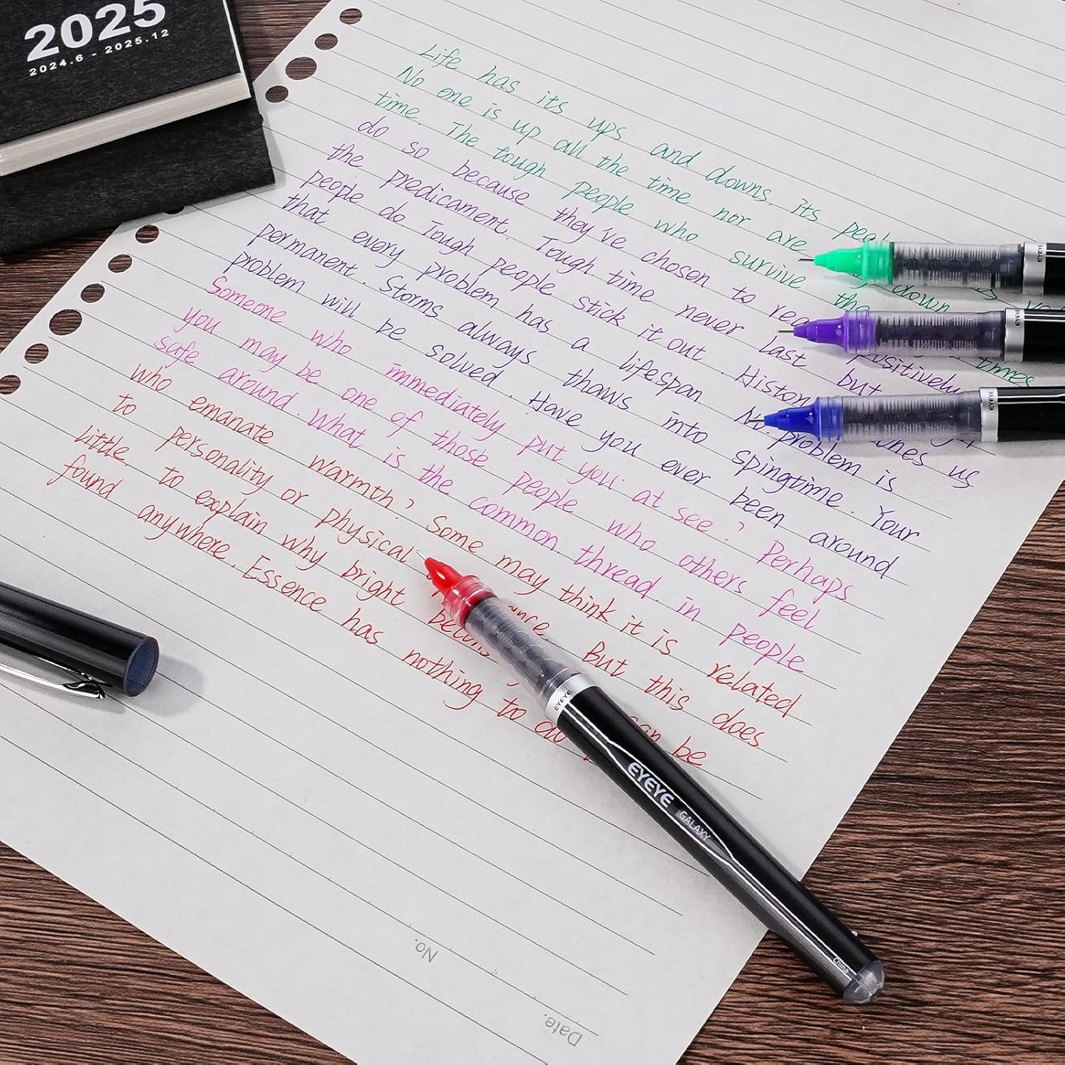 image:imageEYEYE Liquid Ink Rollerball Pen 07mm 6 Assorted Colors Medium Point Pen Quick Dry Liquid Ink Pens Fine Point Smooth Writing Pens for Journaling Note Taking Office School SuppliesMulticolor