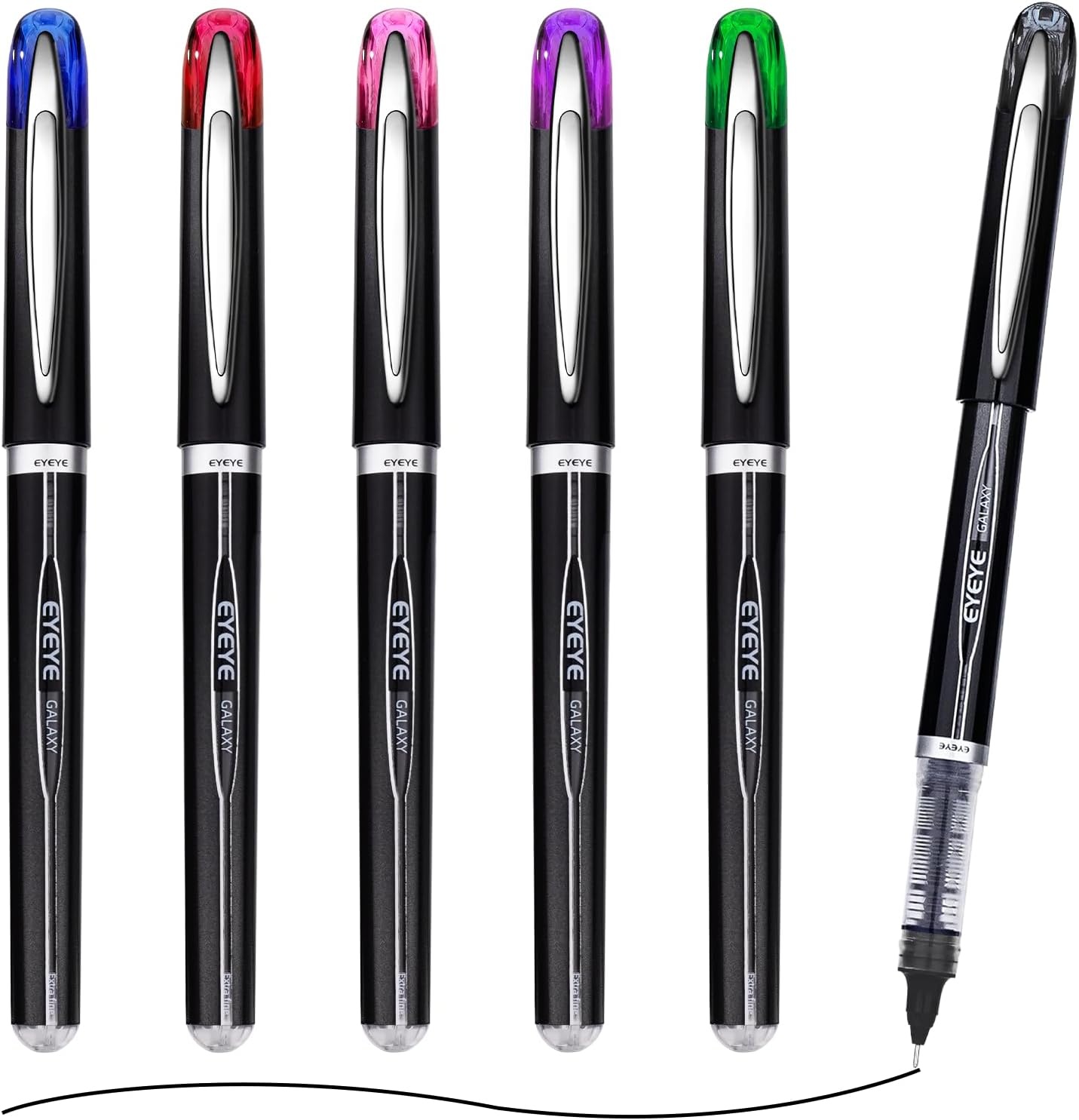 image:imageEYEYE Liquid Ink Rollerball Pen 07mm 6 Assorted Colors Medium Point Pen Quick Dry Liquid Ink Pens Fine Point Smooth Writing Pens for Journaling Note Taking Office School SuppliesMulticolor