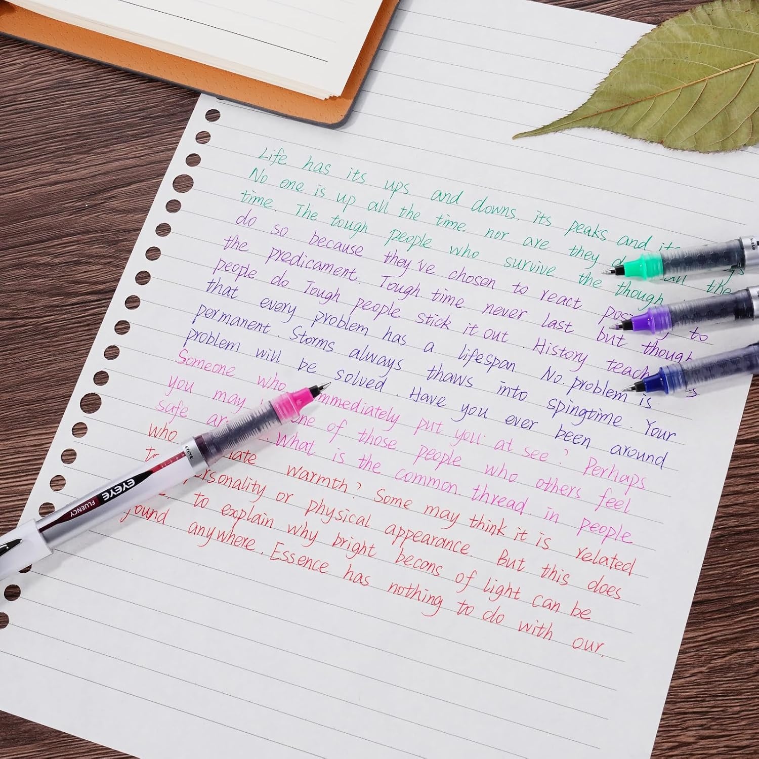 image:imageEYEYE Liquid Ink Rollerball Pen 07mm 6 Assorted Colors Medium Point Pen Quick Dry Liquid Ink Pens Fine Point Smooth Writing Pens for Journaling Note Taking Office School SuppliesMulticolor