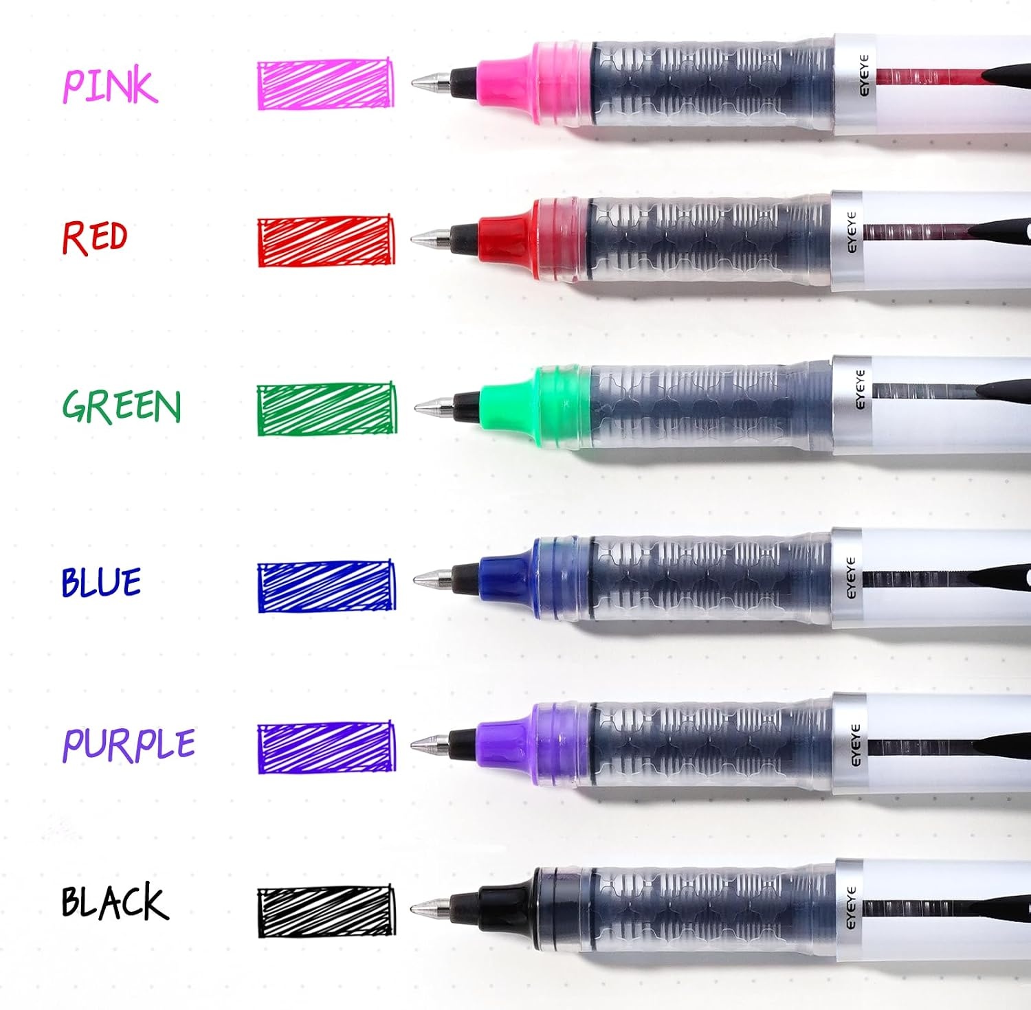 image:imageEYEYE Liquid Ink Rollerball Pen 07mm 6 Assorted Colors Medium Point Pen Quick Dry Liquid Ink Pens Fine Point Smooth Writing Pens for Journaling Note Taking Office School SuppliesMulticolor