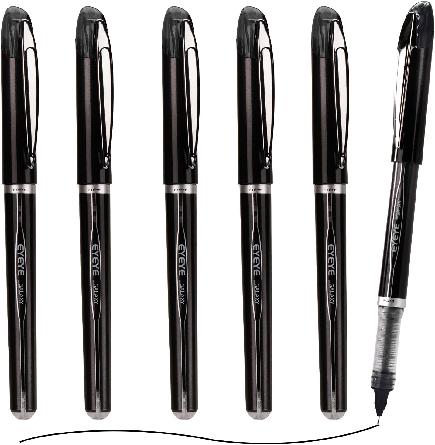 image:imageEYEYE Liquid Ink Rollerball Pen 07mm 6 Assorted Colors Medium Point Pen Quick Dry Liquid Ink Pens Fine Point Smooth Writing Pens for Journaling Note Taking Office School SuppliesBlack