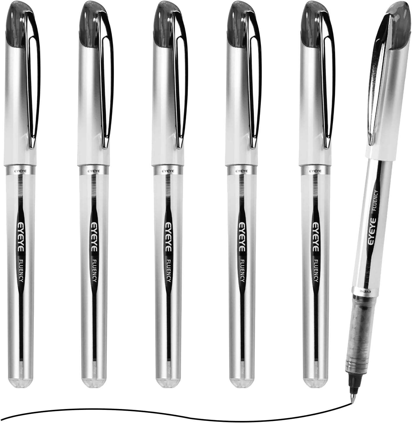 image:imageEYEYE Liquid Ink Rollerball Pen 07mm 6 Assorted Colors Medium Point Pen Quick Dry Liquid Ink Pens Fine Point Smooth Writing Pens for Journaling Note Taking Office School SuppliesBlack