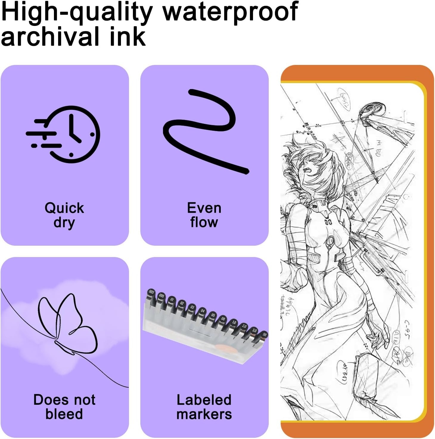 image:imageEYEYE Micro Fineliner Pens Black Drawing Art Pens12 Archival Pen Waterproof Ink Set Artist Supplies Archival Inking Markers Sketch Outline Pen Precision Drawing and Sketching Kit12 Pack