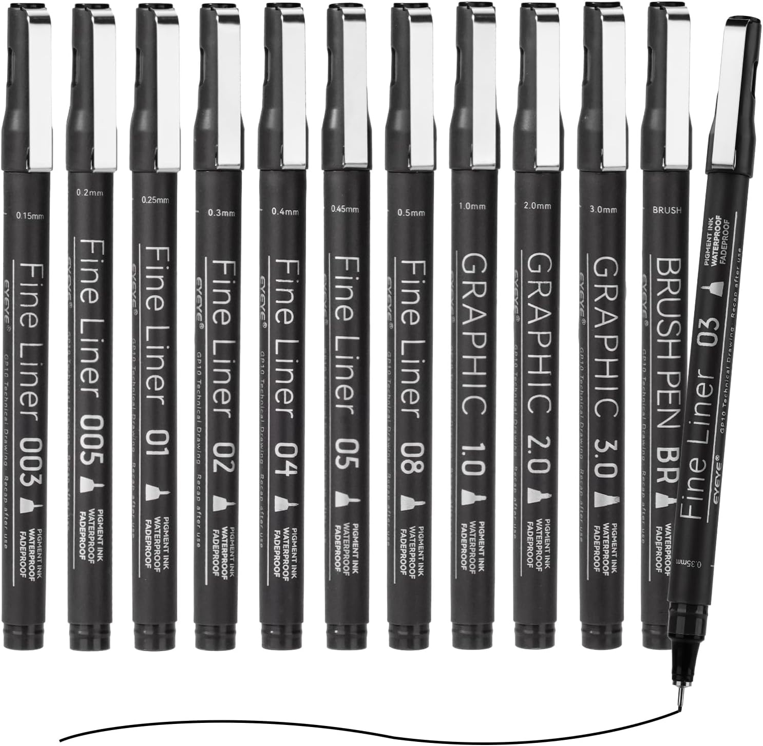 image:imageEYEYE Micro Fineliner Pens Black Drawing Art Pens12 Archival Pen Waterproof Ink Set Artist Supplies Archival Inking Markers Sketch Outline Pen Precision Drawing and Sketching Kit12 Pack