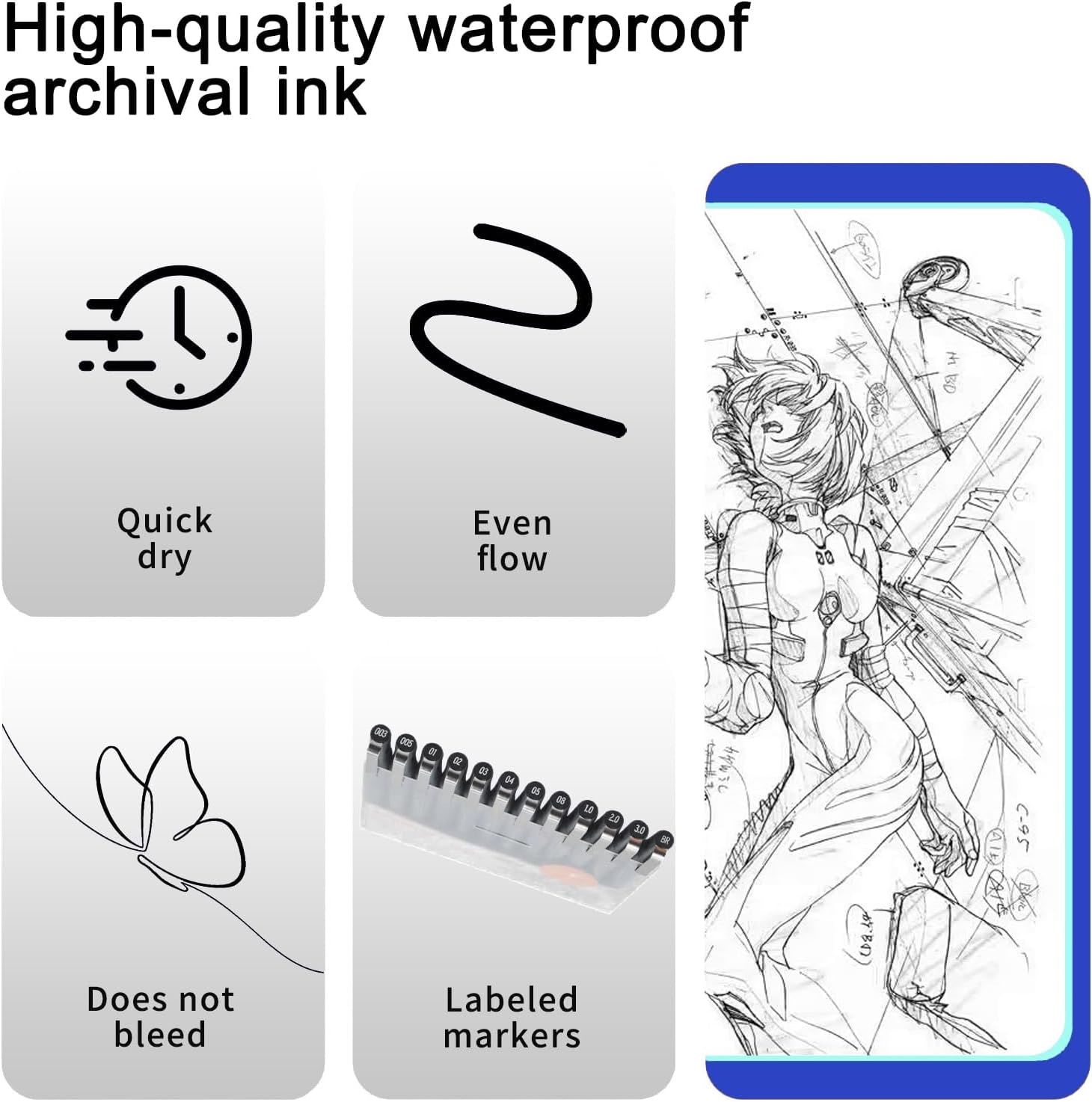image:imageEYEYE Micro Fineliner Pens Black Drawing Art Pens12 Archival Pen Waterproof Ink Set Artist Supplies Archival Inking Markers Sketch Outline Pen Precision Drawing and Sketching Kit6 Pack 025mm
