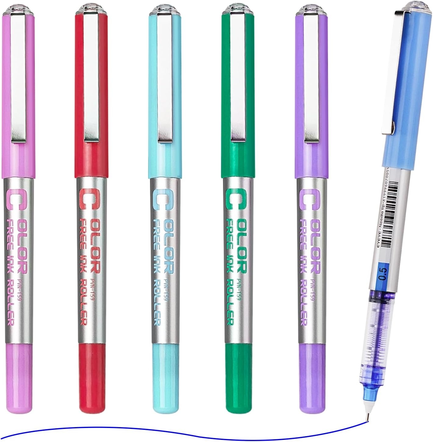 image:imageEYEYE Needle Rollerball Pens 05mm 10 Assorted Colors Extra Fine Point Pen Quick Dry Liquid Ink Pens Fine Point Smooth Writing Pen for Journaling Note Taking Office Doodling amp Gifts6 Colors