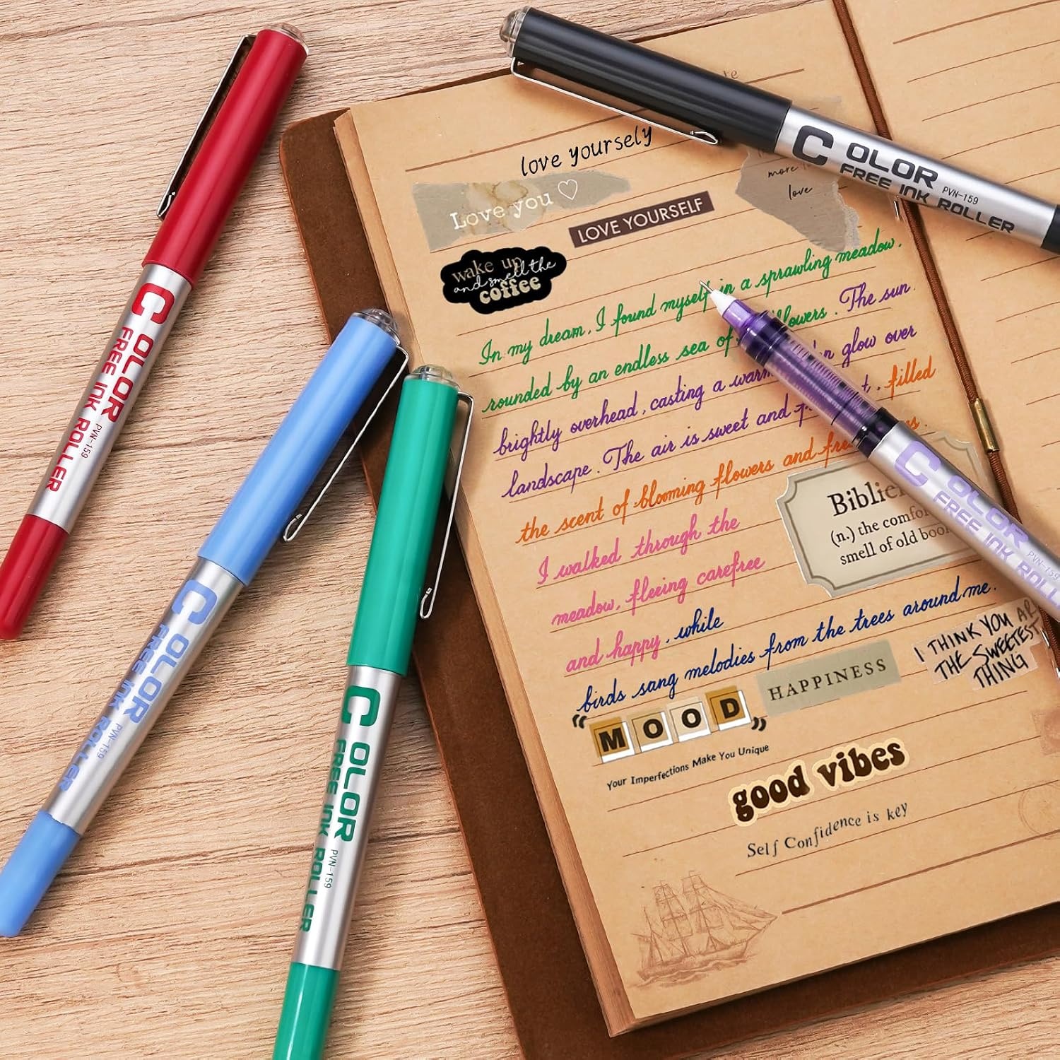 image:imageEYEYE Needle Rollerball Pens 05mm 10 Assorted Colors Extra Fine Point Pen Quick Dry Liquid Ink Pens Fine Point Smooth Writing Pen for Journaling Note Taking Office Doodling amp Gifts12 Colors