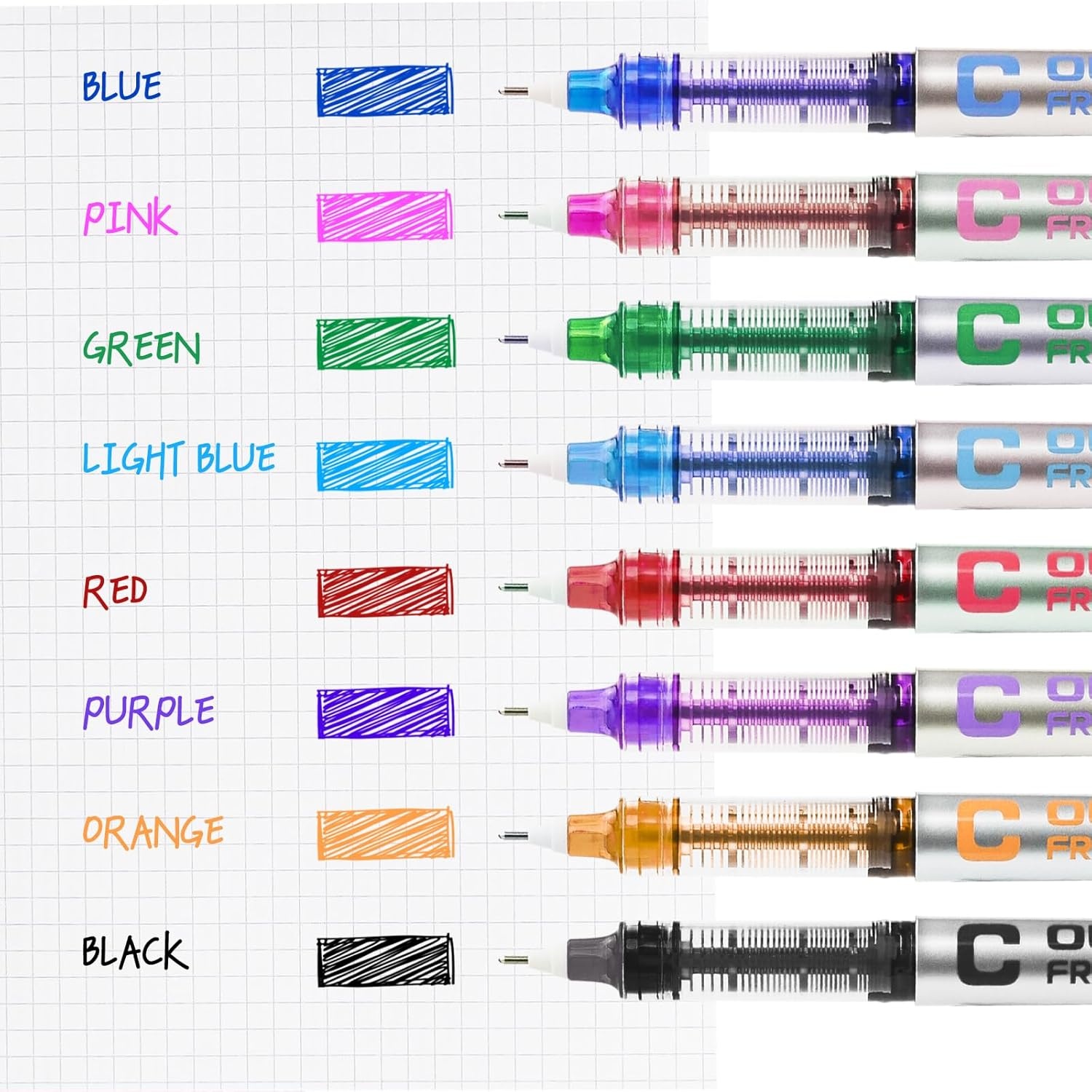 image:imageEYEYE Needle Rollerball Pens 05mm 10 Assorted Colors Extra Fine Point Pen Quick Dry Liquid Ink Pens Fine Point Smooth Writing Pen for Journaling Note Taking Office Doodling amp Gifts8 Colors