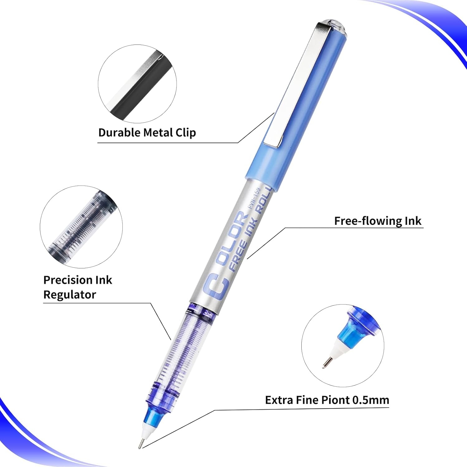 image:imageEYEYE Needle Rollerball Pens 05mm 10 Assorted Colors Extra Fine Point Pen Quick Dry Liquid Ink Pens Fine Point Smooth Writing Pen for Journaling Note Taking Office Doodling amp Gifts6 Colors