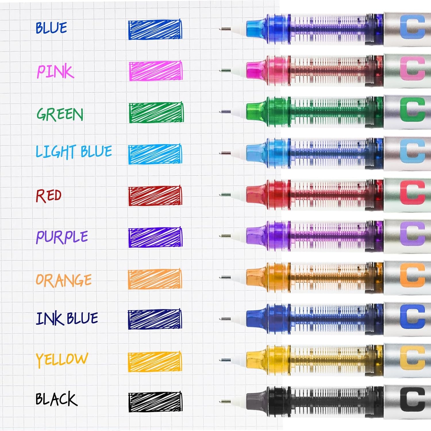 image:imageEYEYE Needle Rollerball Pens 05mm 10 Assorted Colors Extra Fine Point Pen Quick Dry Liquid Ink Pens Fine Point Smooth Writing Pen for Journaling Note Taking Office Doodling amp Gifts10 Colors