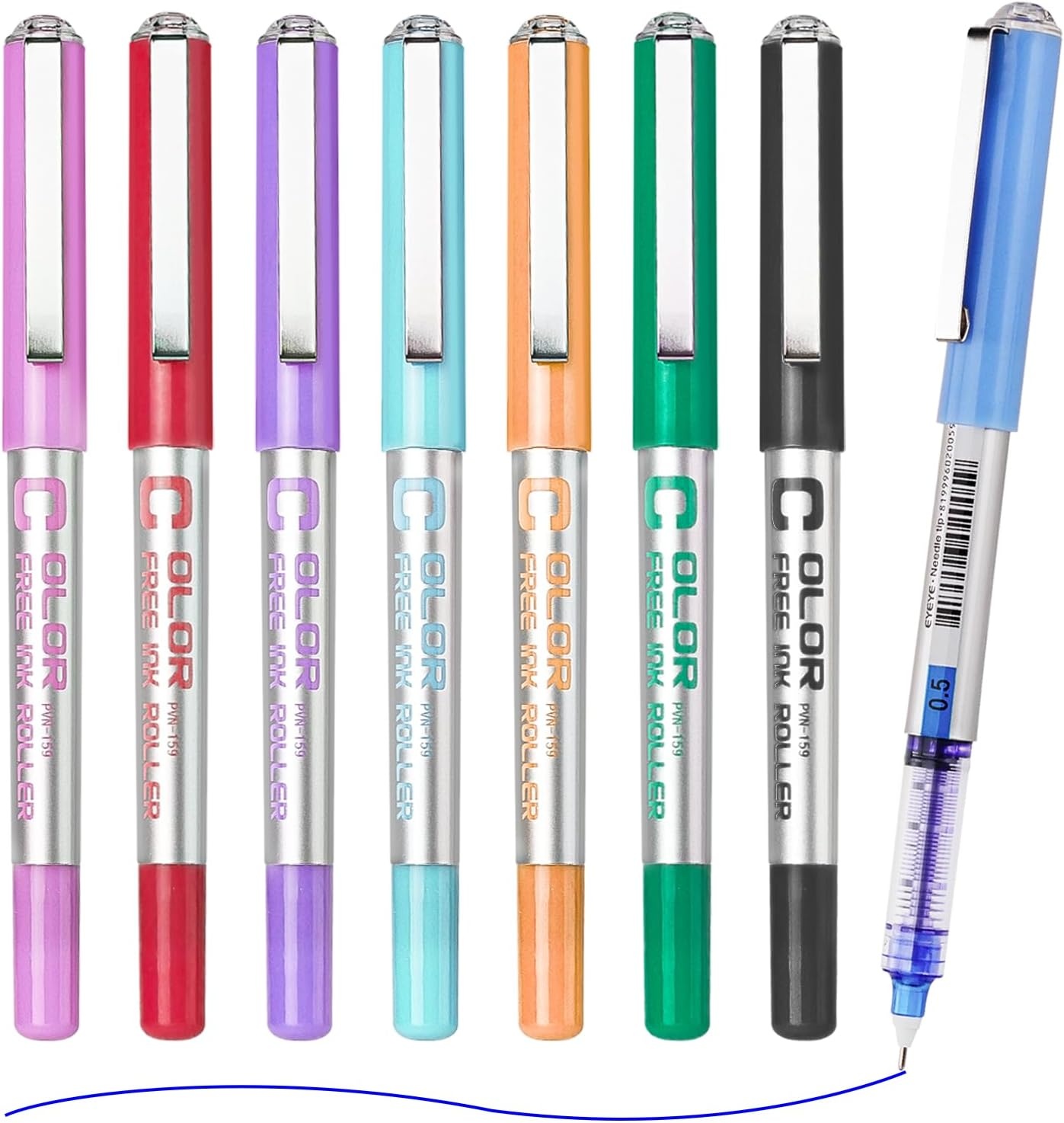 image:imageEYEYE Needle Rollerball Pens 05mm 10 Assorted Colors Extra Fine Point Pen Quick Dry Liquid Ink Pens Fine Point Smooth Writing Pen for Journaling Note Taking Office Doodling amp Gifts8 Colors