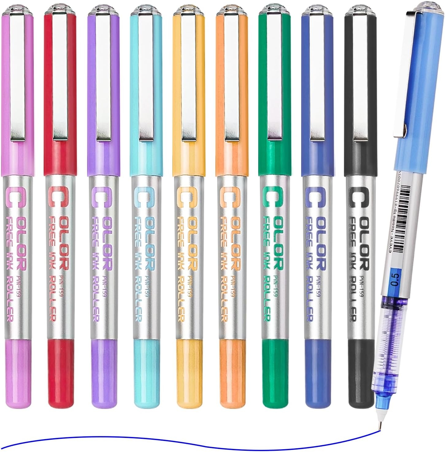 image:imageEYEYE Needle Rollerball Pens 05mm 10 Assorted Colors Extra Fine Point Pen Quick Dry Liquid Ink Pens Fine Point Smooth Writing Pen for Journaling Note Taking Office Doodling amp Gifts10 Colors