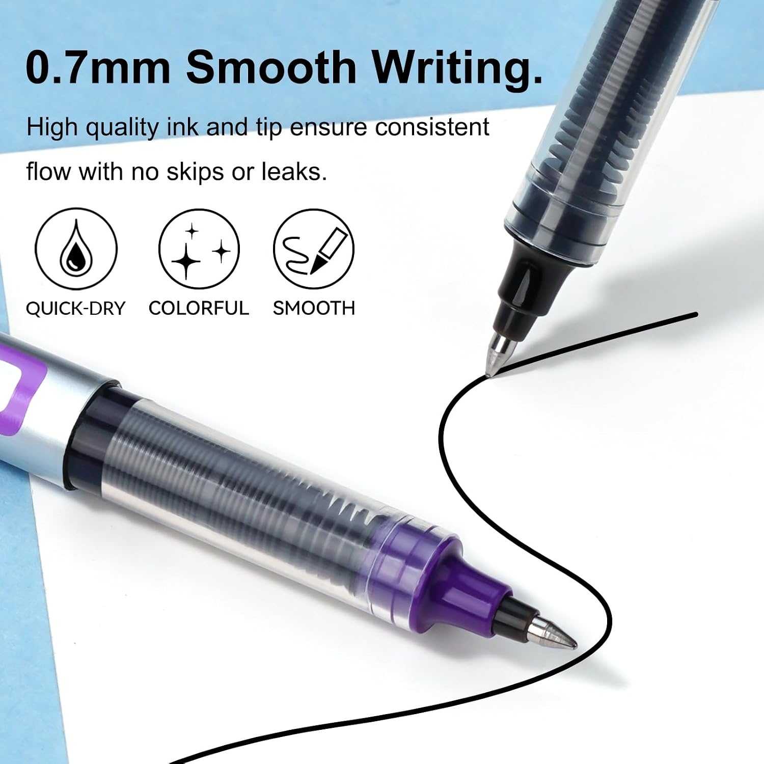 image:imageEYEYE Needle Rollerball Pens 05mm 10 Assorted Colors Extra Fine Point Pen Quick Dry Liquid Ink Pens Fine Point Smooth Writing Pen for Journaling Note Taking Office Doodling amp Gifts10 Colors