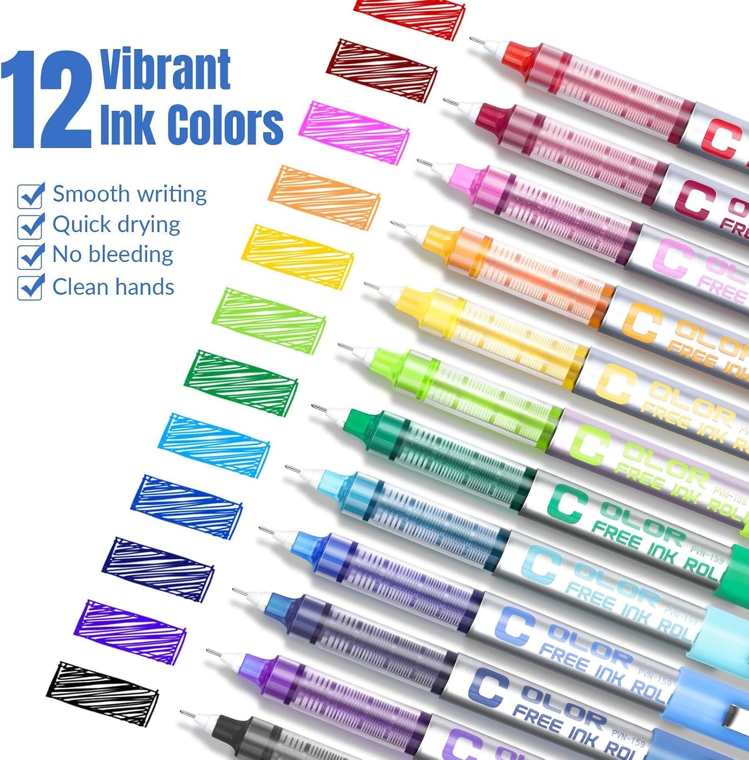 image:imageEYEYE Needle Rollerball Pens 05mm 10 Assorted Colors Extra Fine Point Pen Quick Dry Liquid Ink Pens Fine Point Smooth Writing Pen for Journaling Note Taking Office Doodling amp Gifts12 Colors