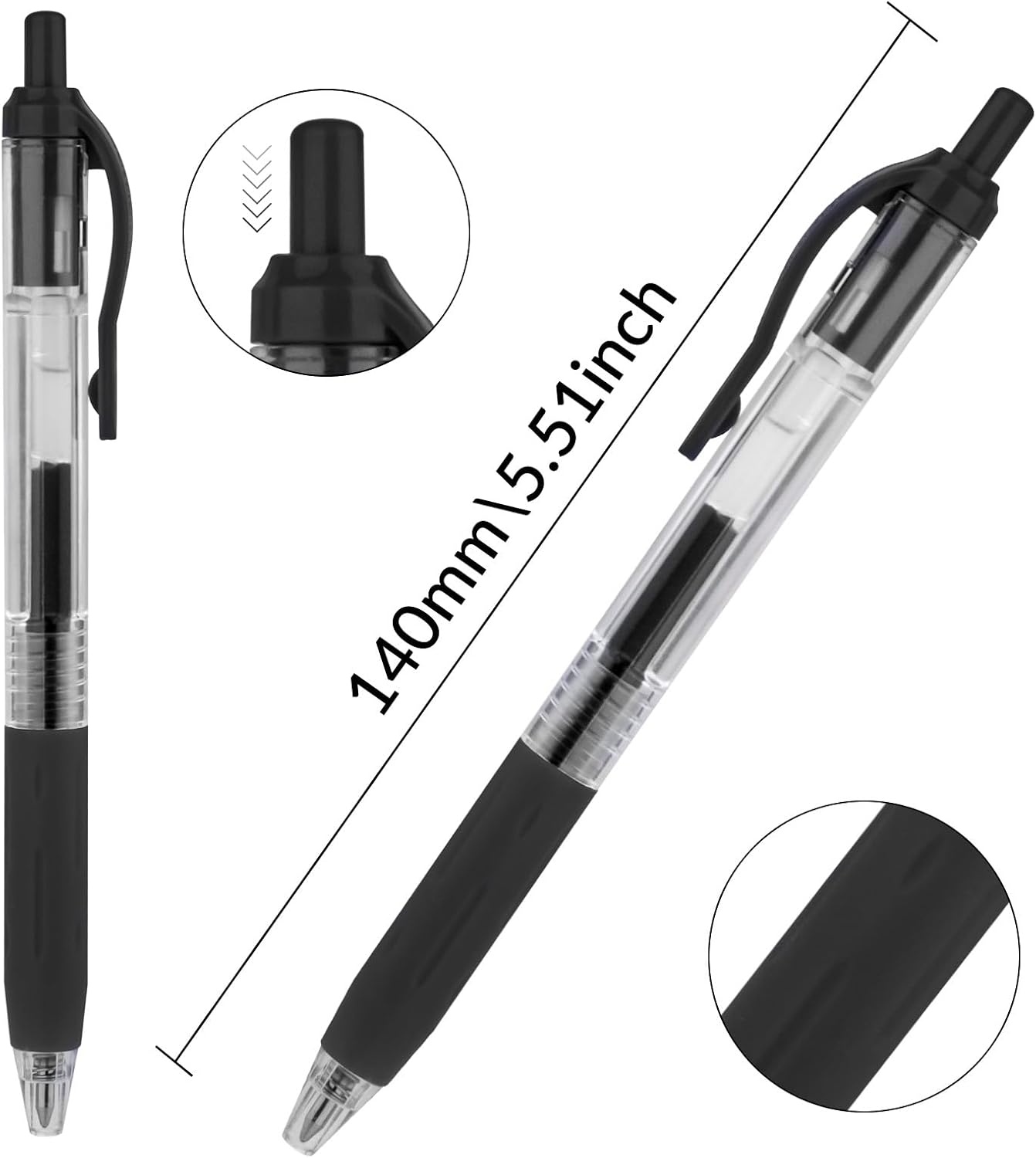 image:imageEYEYE Red Gel Pens 15 Pack G103 Retractable 07mm Medium Point Quick Dry Red Ink Pen Fine Point Smooth Writing Pens for Journaling School Office WritingBlack